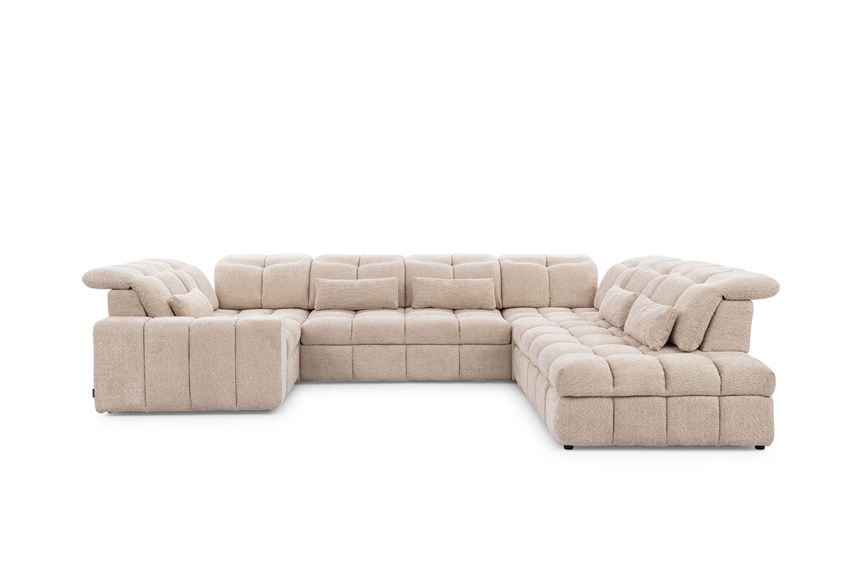 Rozkládací rohový gauč Magnelio U béžový Rohová sedací souprava w ksztalcie U 