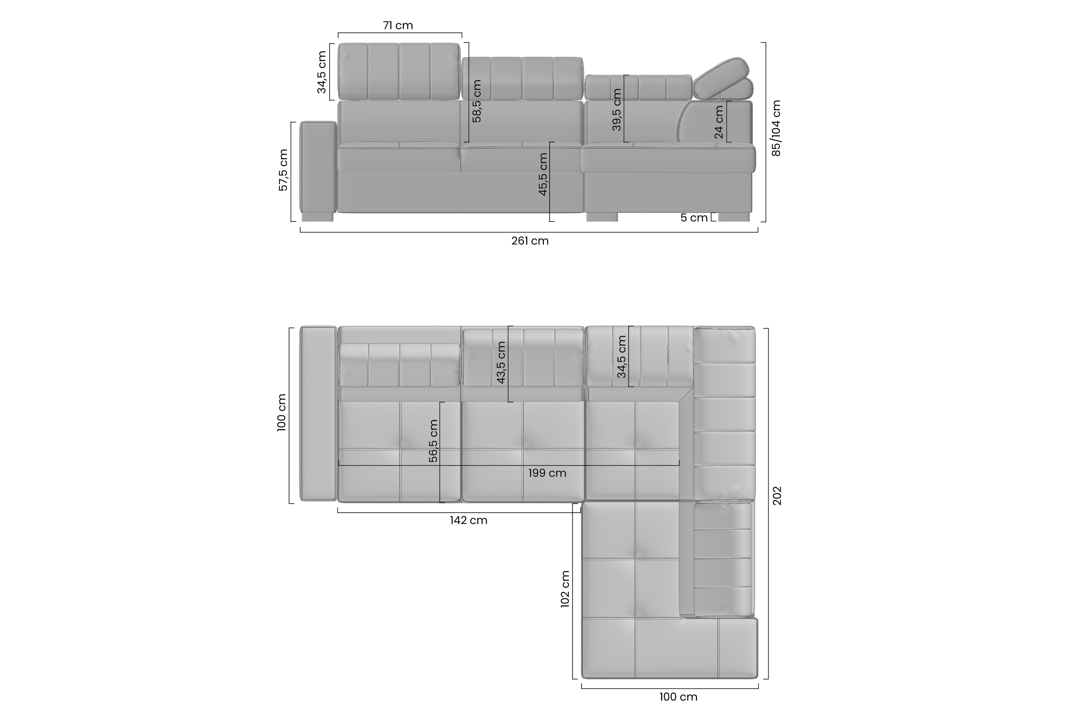 Rozkladacia rohová sedacia súprava Modeno L pravá - krémová pletenina Ado 1601 Rohová sedacia súprava s funkciou spánku Modeno L pravá strana - kremowa plecionka Ado 1601 
