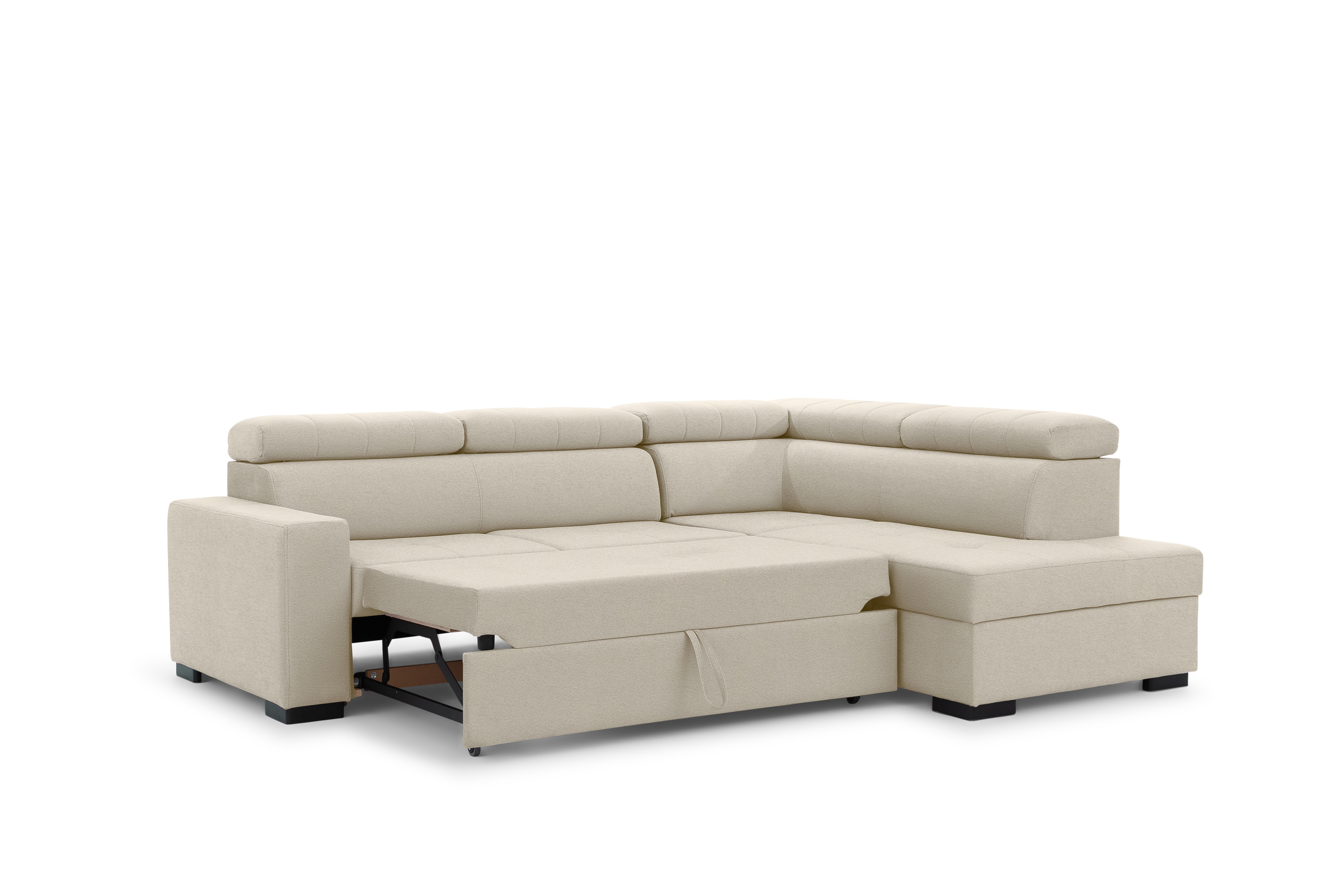 Rozkladacia rohová sedacia súprava Modeno L pravá - krémová pletenina Ado 1601 Rohová sedacia súprava s funkciou spánku Modeno L pravá strana - kremowa plecionka Ado 1601 