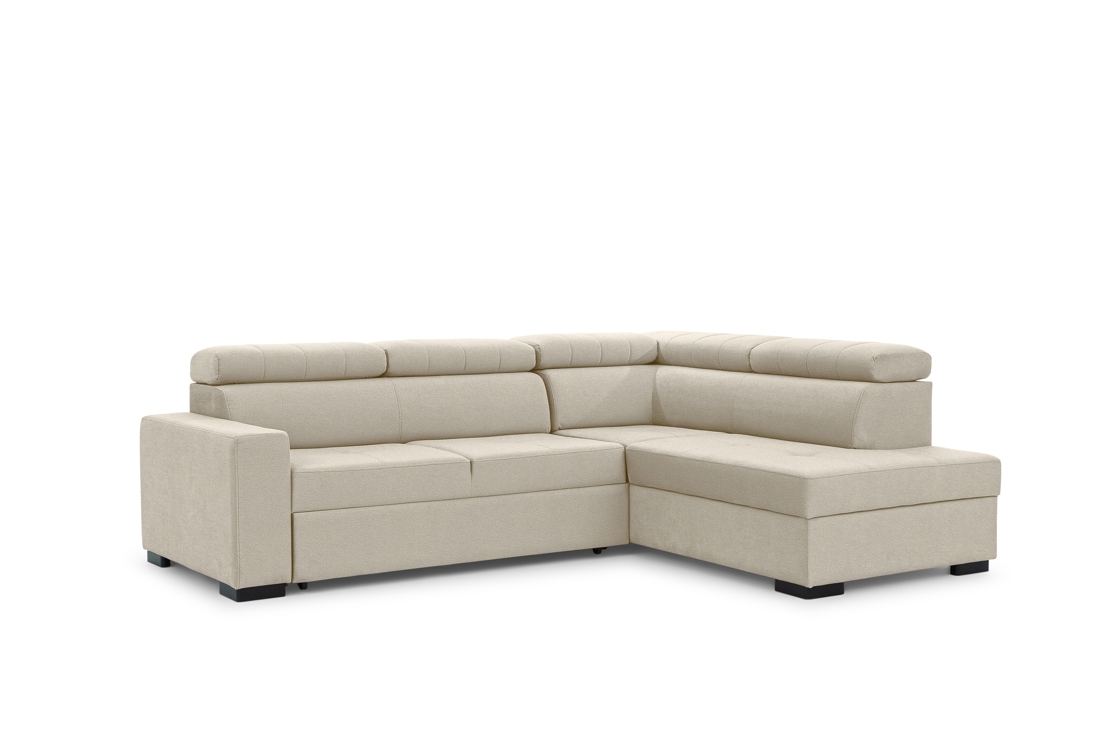 Rozkladacia rohová sedacia súprava Modeno L pravá - krémová pletenina Ado 1601 Rohová sedacia súprava s funkciou spánku Modeno L pravá strana - kremowa plecionka Ado 1601 