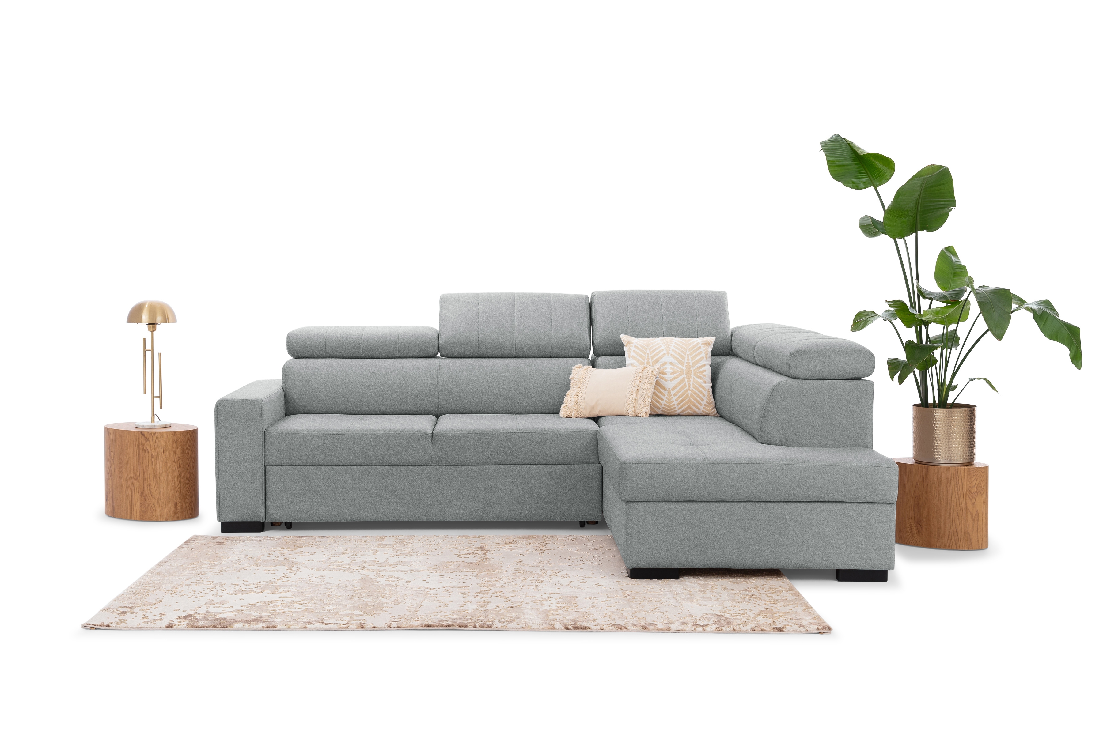 Rozkladacia rohová sedacia súprava Modeno L pravá - sivá pletenina Ado 1615 Rohová sedacia súprava s funkciou spánku Modeno L pravá strana - šedá plecionka Ado 1615