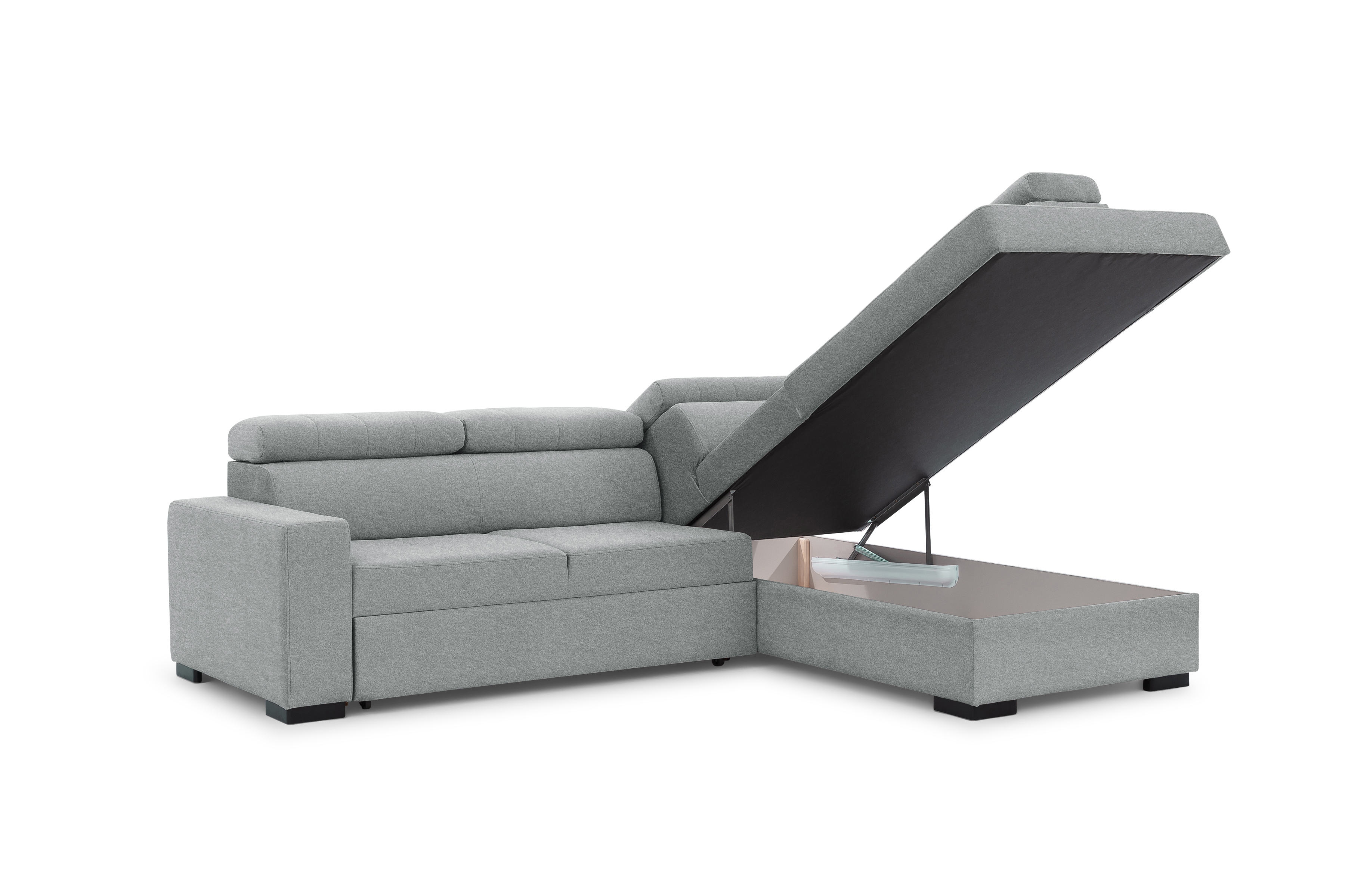 Rozkladacia rohová sedacia súprava Modeno L pravá - sivá pletenina Ado 1615 Rohová sedacia súprava s funkciou spánku Modeno L pravá strana - šedá plecionka Ado 1615