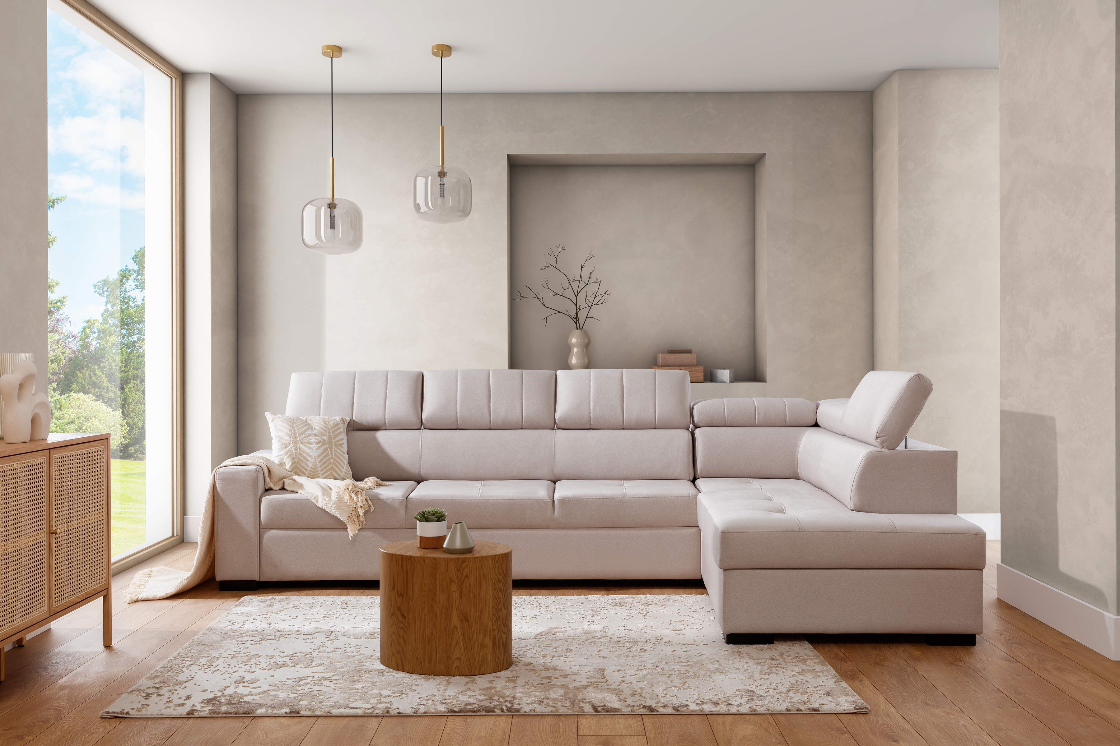 Rozkladacia rohová sedacia súprava Modeno Maxi  Rohová sedacia súprava s funkciou spania Modeno Maxi 