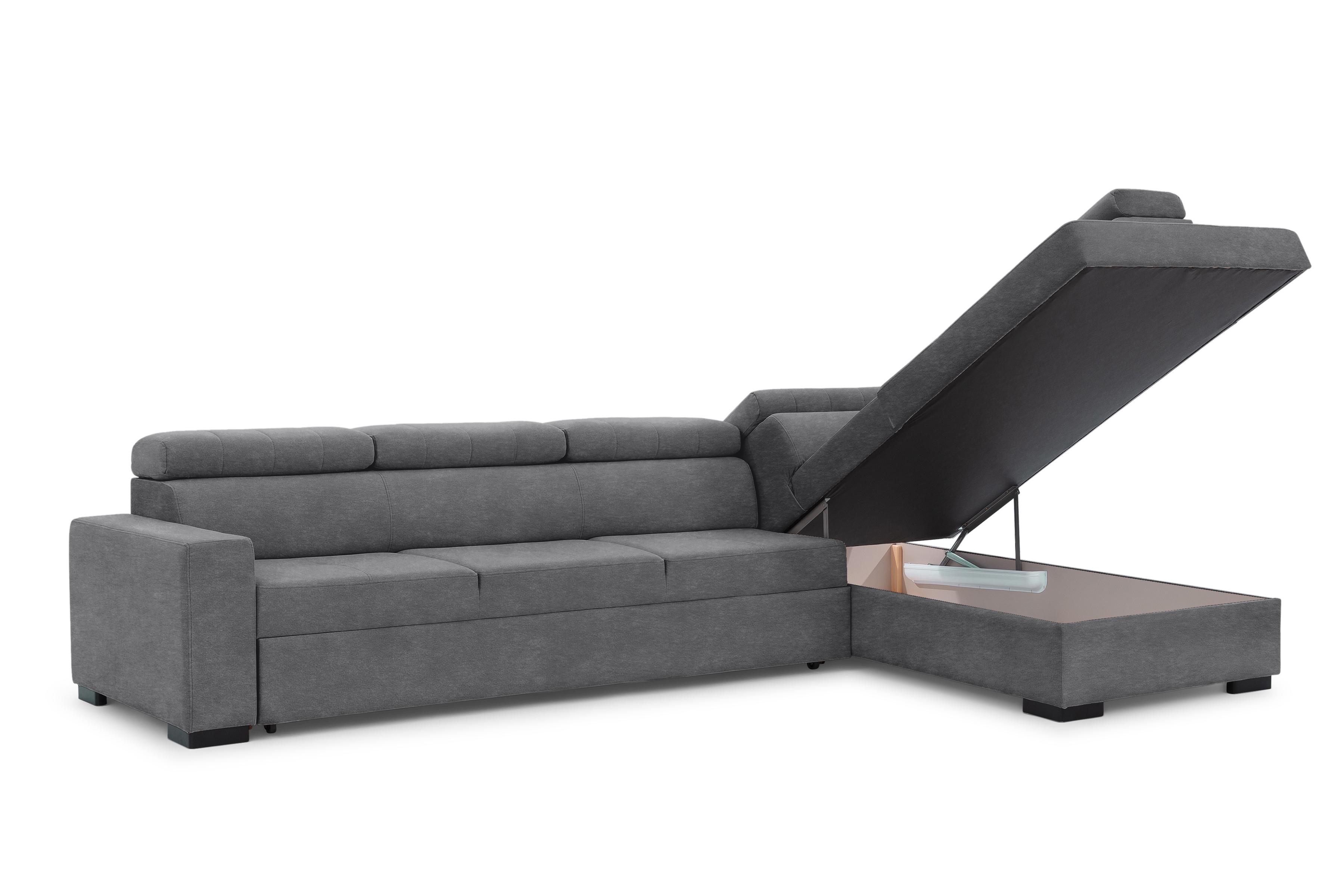 Rozkládací rohová sedací souprava Modeno Maxi pravá - grafitový samet Zetta 304 Rohová sedací souprava rozkládací Modeno Maxi pravá - grafitová samet latwoczyszczacy Zetta 304 