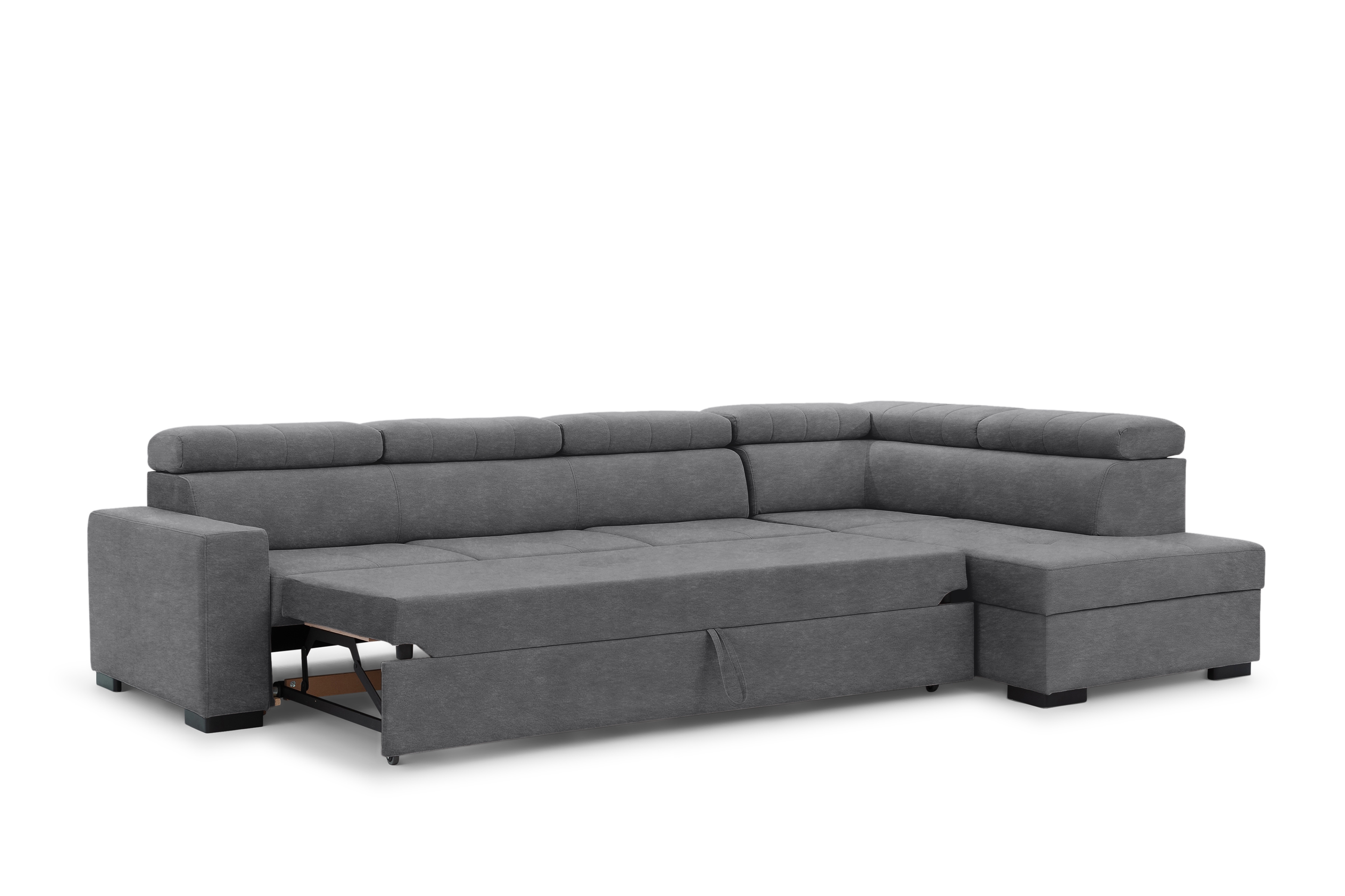 Rozkládací rohová sedací souprava Modeno Maxi pravá - grafitový samet Zetta 304 Rohová sedací souprava rozkládací Modeno Maxi pravá - grafitová samet latwoczyszczacy Zetta 304 