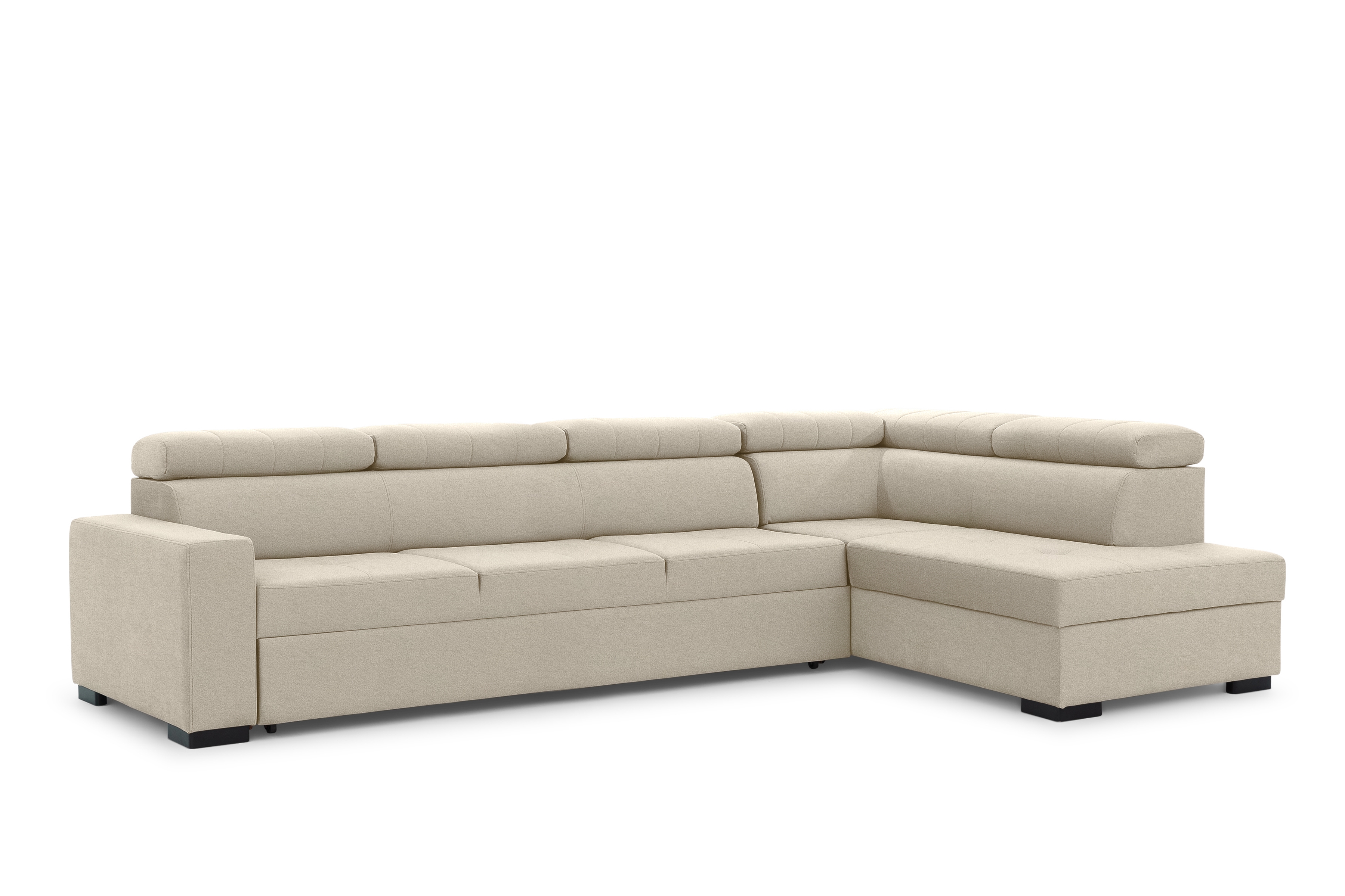 Rozkladacia rohová sedacia súprava Modeno Maxi pravá - krémová pletenina Ado 1601  Rohová sedacia súprava s funkciou spánku Modeno Maxi pravá strana - kremowa plecionka Ado 1601 