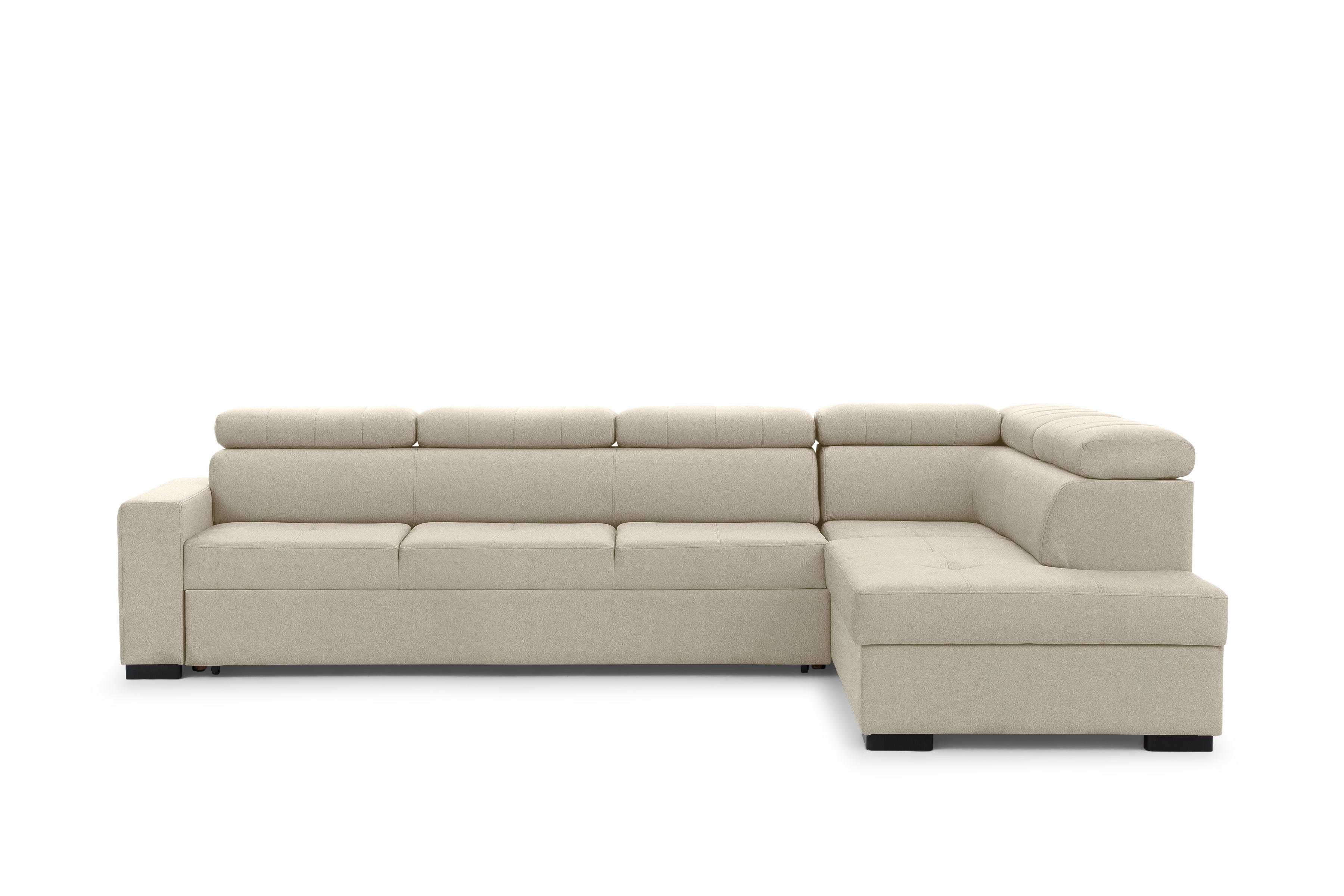 Rozkladacia rohová sedacia súprava Modeno Maxi pravá - krémová pletenina Ado 1601  Rohová sedacia súprava s funkciou spánku Modeno Maxi pravá strana - kremowa plecionka Ado 1601 