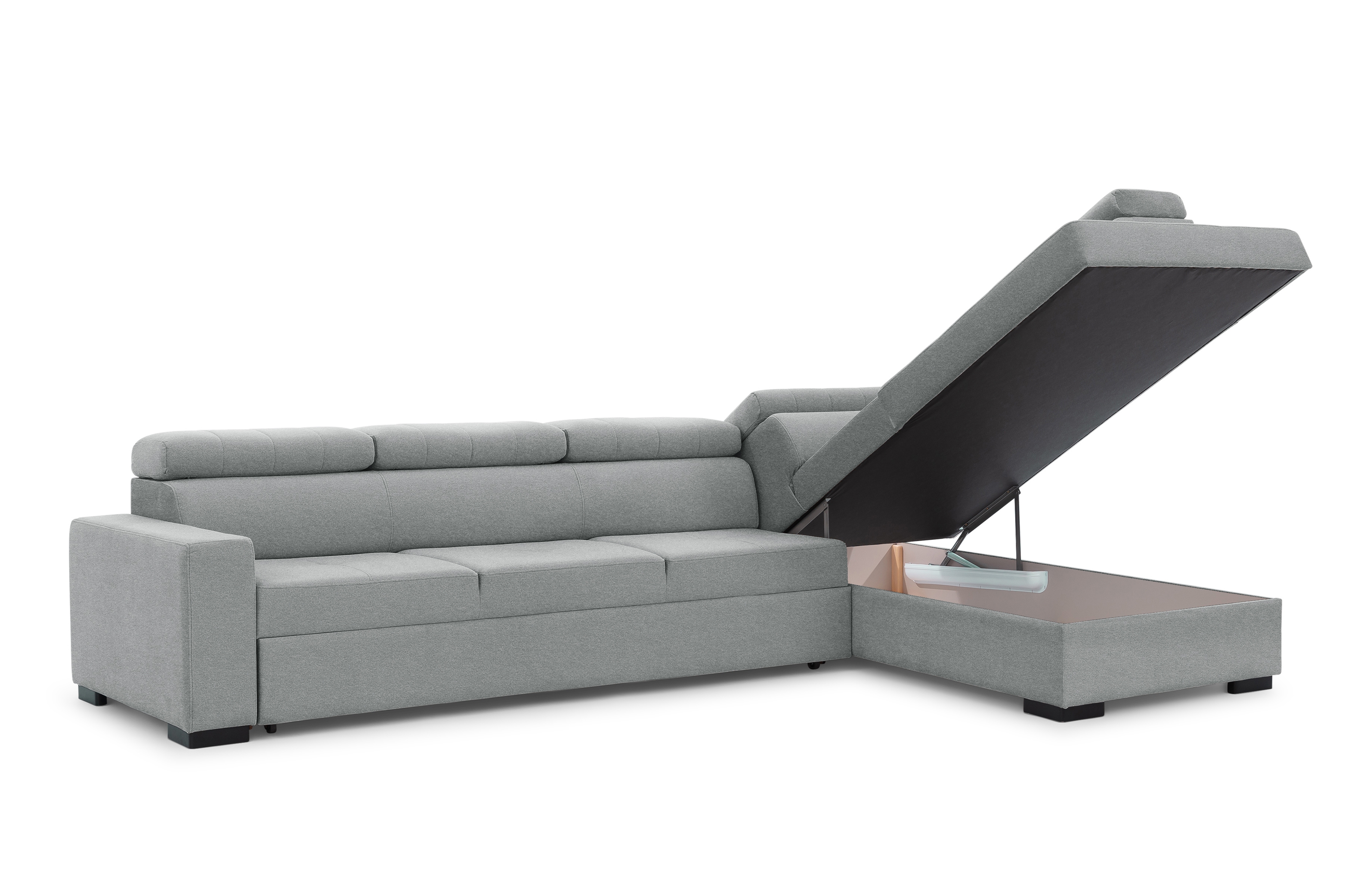 Rohová sedací souprava Modeno Maxi pravá s rozkladem - šedá pletenina Ado 1615 Rohová sedací souprava rozkládací Modeno Maxi pravá - šedá plecionka Ado 1615 