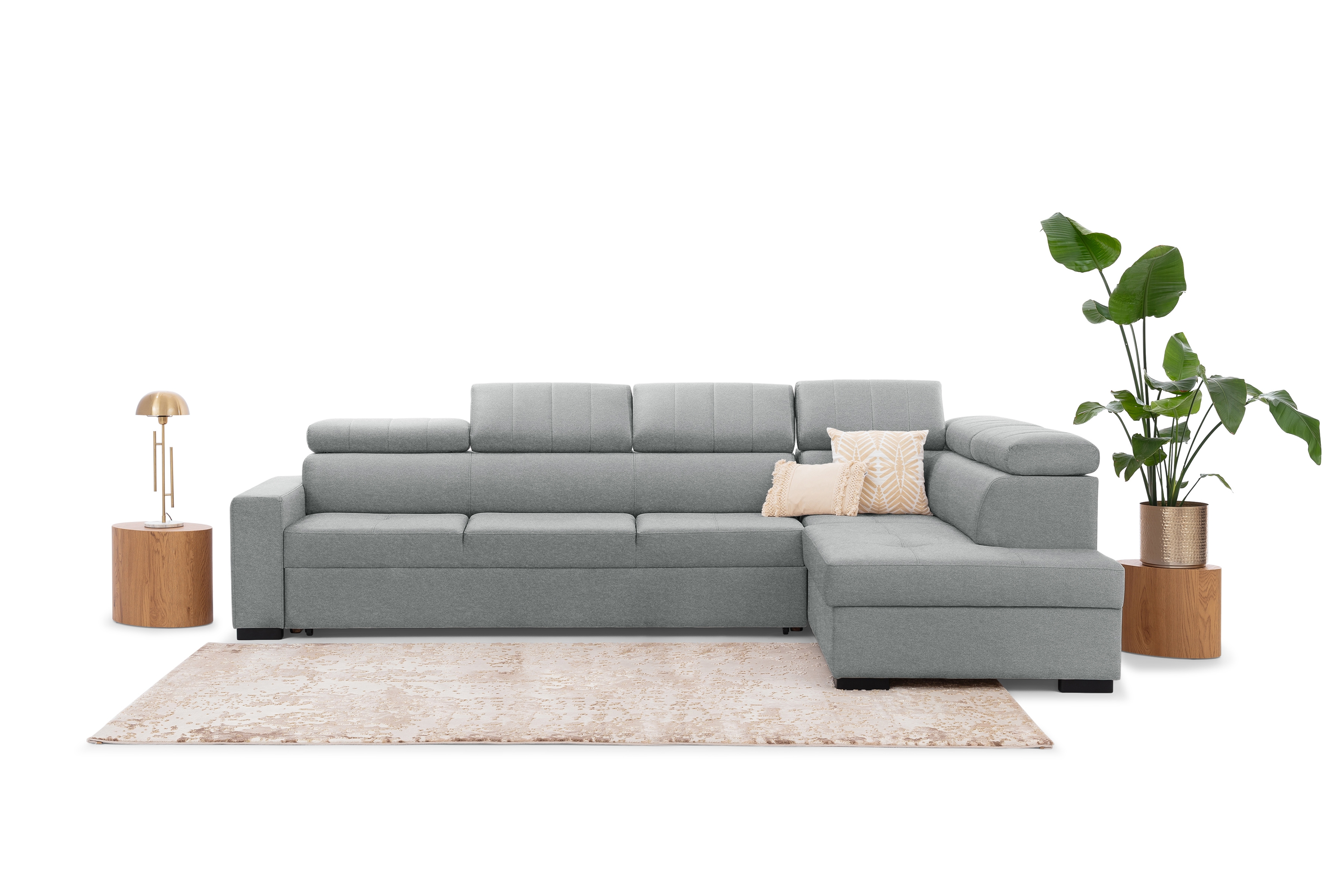 Rohová sedací souprava Modeno Maxi pravá s rozkladem - šedá pletenina Ado 1615 Rohová sedací souprava rozkládací Modeno Maxi pravá - šedá plecionka Ado 1615 