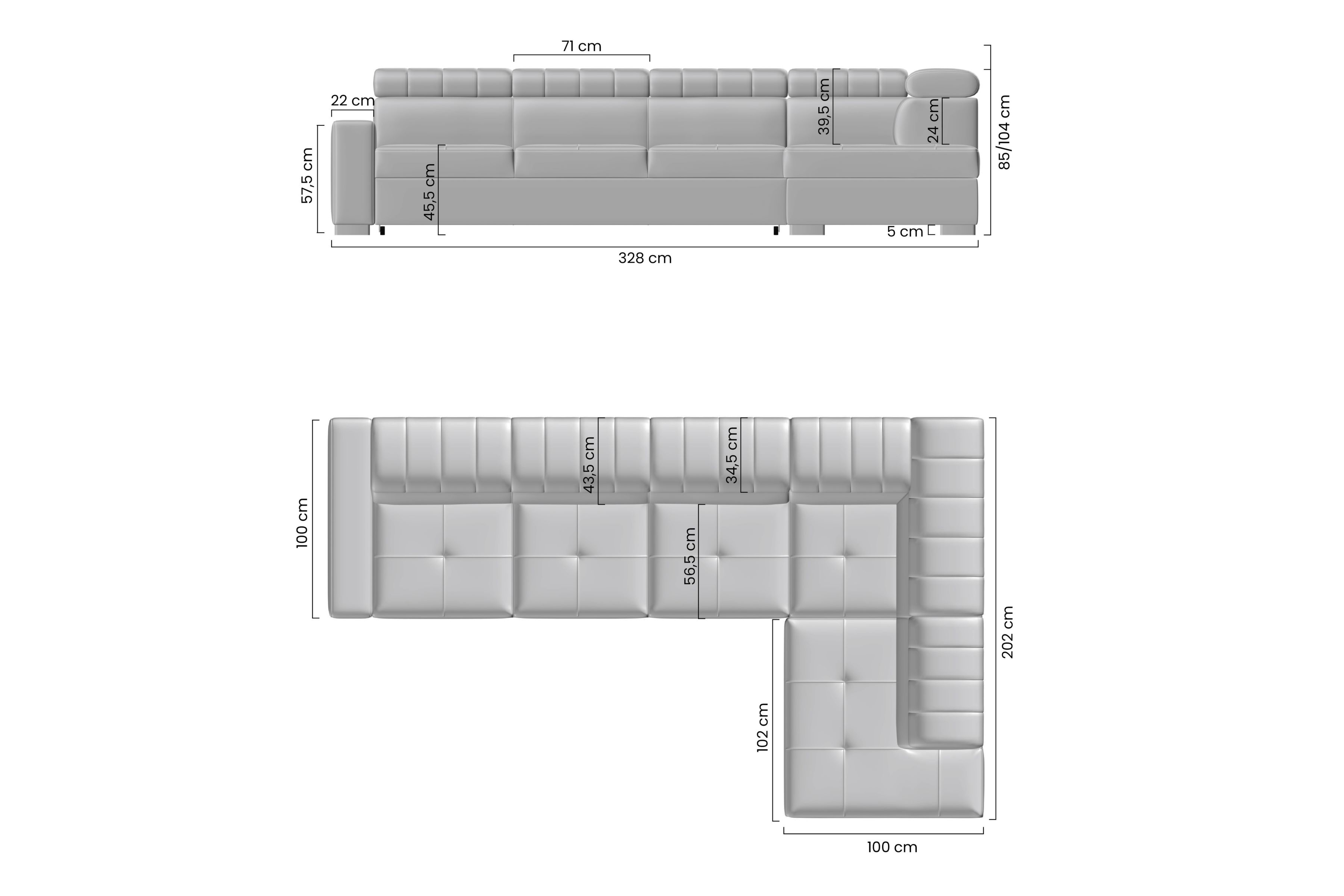 Rohová sedací souprava Modeno Maxi pravá s rozkladem - šedá pletenina Ado 1615 Rohová sedací souprava rozkládací Modeno Maxi pravá - šedá plecionka Ado 1615 