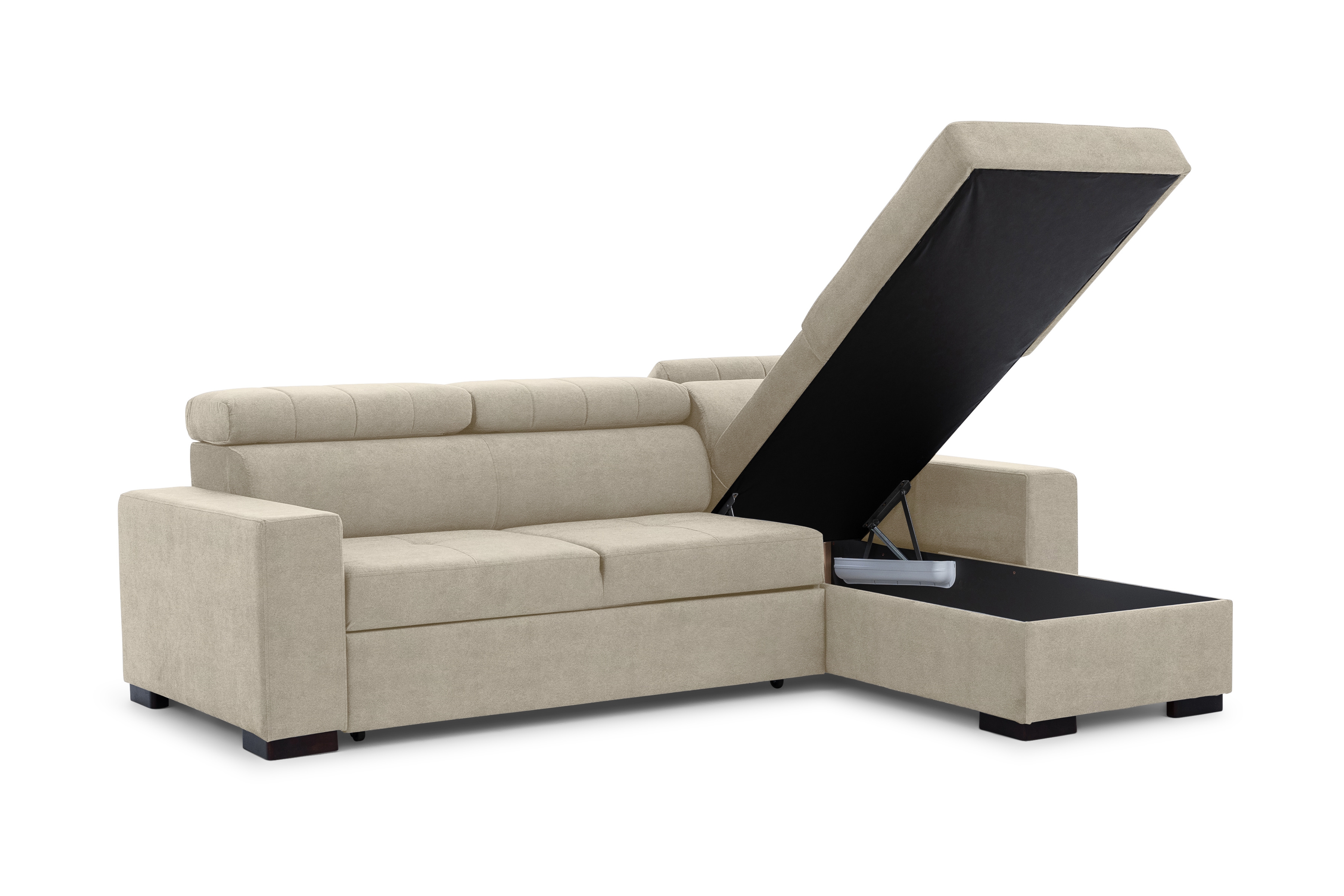 Rozkládací rohová sedací souprava Modeno Mini - béžová Ado 1601 Halva Rohová sedací souprava rozkládací Modeno Mini uniwersalny Levá/pravý - béžová Pletenina Ado 1601 Halva