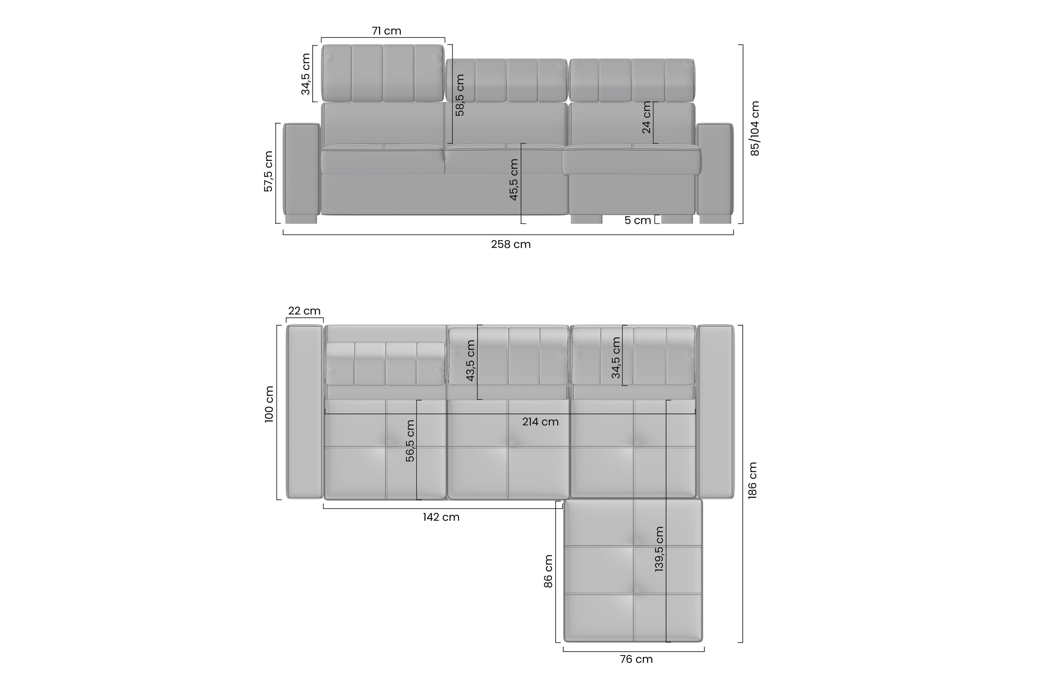 Rohová sedacia súprava Modeno Mini univerzálna ľavá/pravá s funkciou spánku - šedá pletená látka Ado 1615 Dove Rohová sedacia súprava s funkciou spánku Modeno Mini uniwersalny Ľavý/Pravý - šedá dzianina Ado 1615 Dove