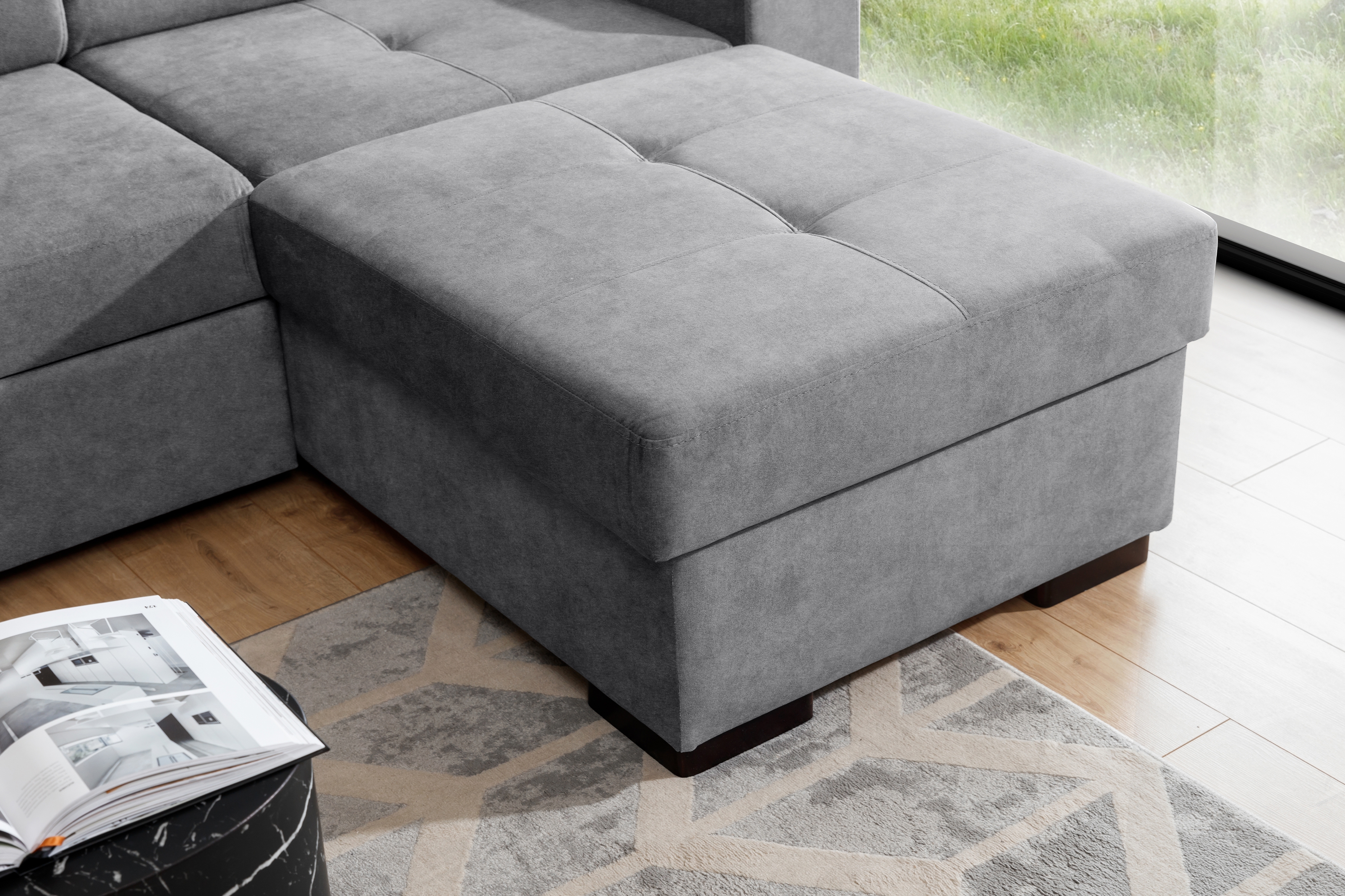 Rozkládací rohová sedací souprava Modeno Mini - šedá Zetta 304 Rohová sedací souprava rozkládací Modeno Mini uniwersalny Levá/pravý - šedá welwet latwoczyszczacy Zetta 304 