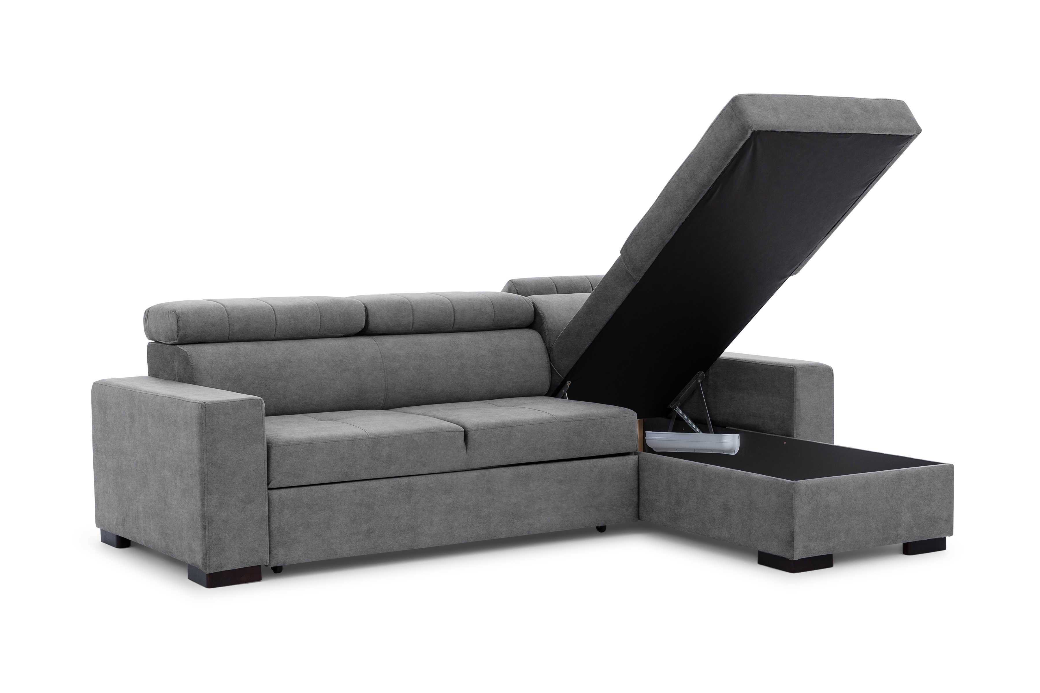 Rozkládací rohová sedací souprava Modeno Mini - šedá Zetta 304 Rohová sedací souprava rozkládací Modeno Mini uniwersalny Levá/pravý - šedá welwet latwoczyszczacy Zetta 304 