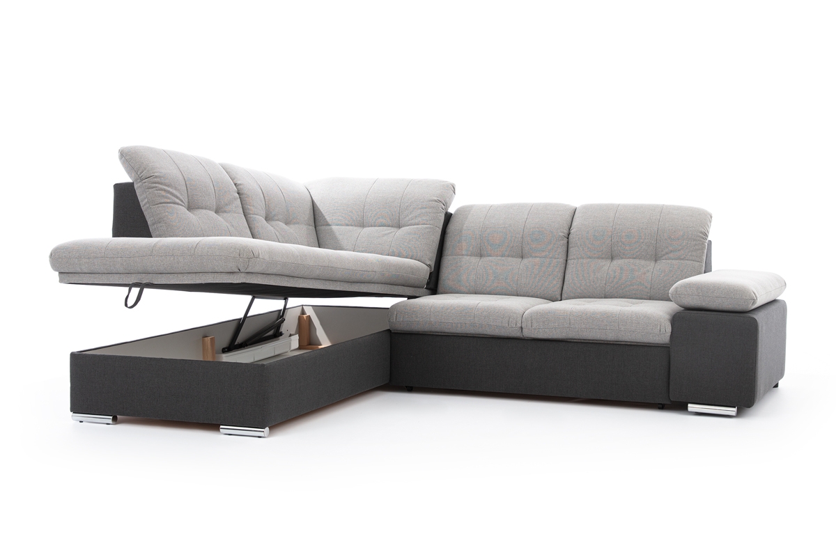 Rohová sedacia súprava Palermo L ľavá - šedá / grafitová pletenina Inari 91/95 Rohová sedacia súprava s úložným priestorom na posciel 