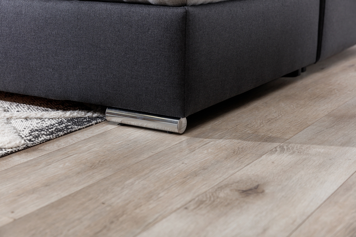 Rozkladacia rohová sedačka Palermo U pravá - sivá/hnedá pletenina Inari 91/95 chromowane nožičky 