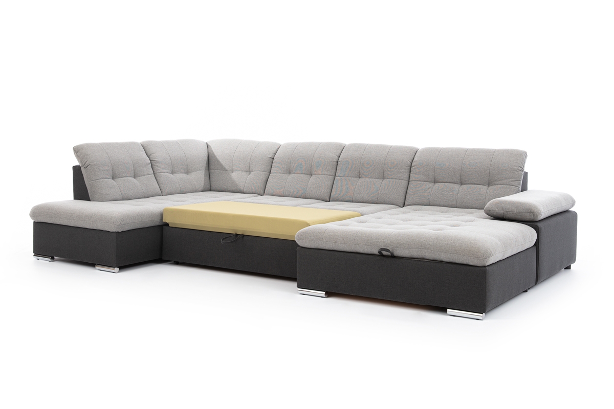 Rozkladacia rohová sedačka Palermo U pravá - sivá/hnedá pletenina Inari 91/95 šedý-Čierny Rozkladacia rohová sedacia súprava do spania 