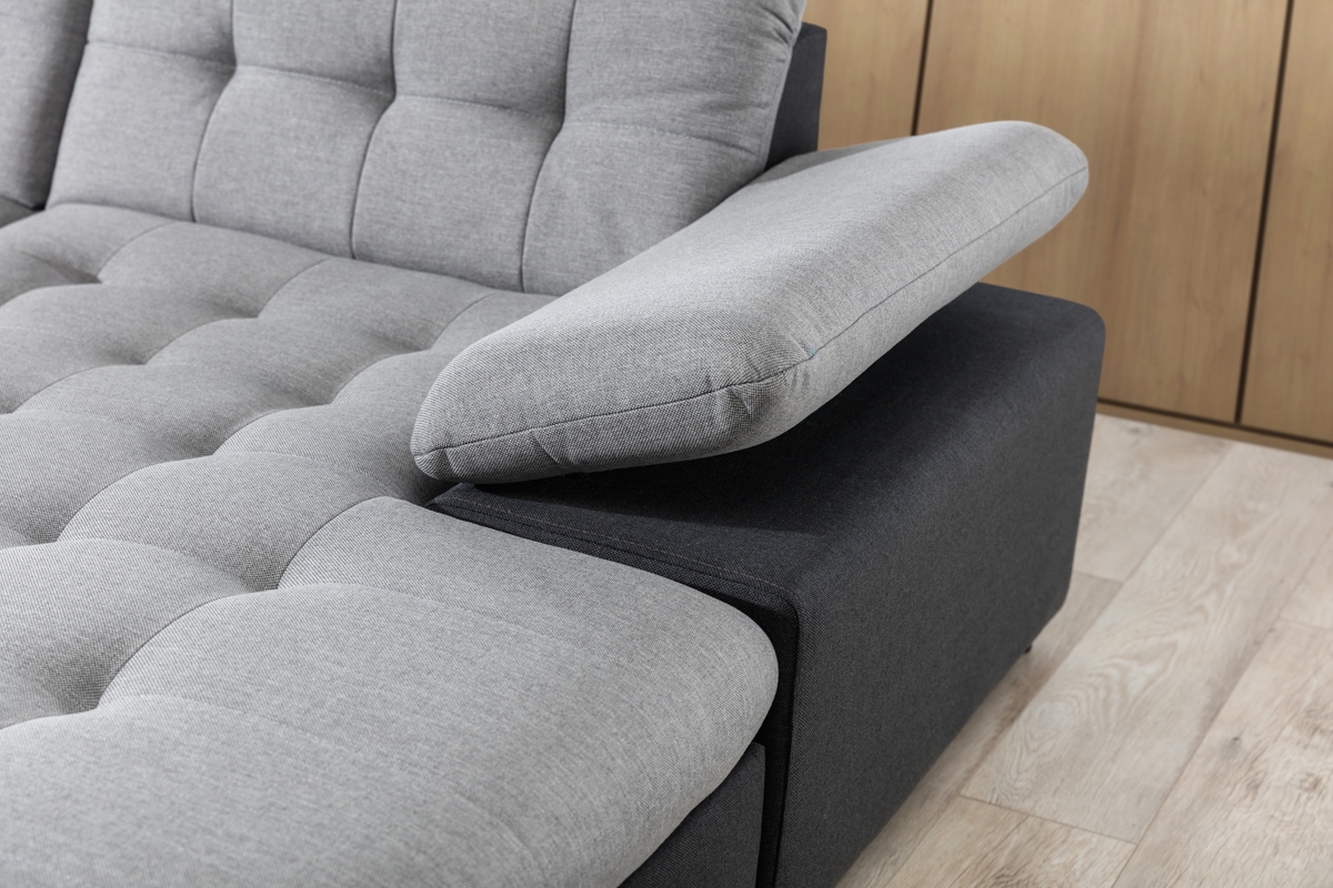 Rozkladacia rohová sedačka Palermo U pravá - sivá/hnedá pletenina Inari 91/95 ruchomu podlokietnik 