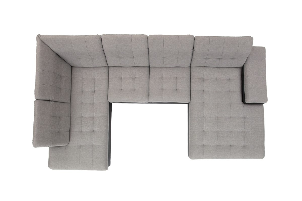 Rozkladacia rohová sedačka Palermo U pravá - sivá/hnedá pletenina Inari 91/95 Rohová sedacia súprava w ksztalcie u s prešívaním na siedzisku i oparciu 