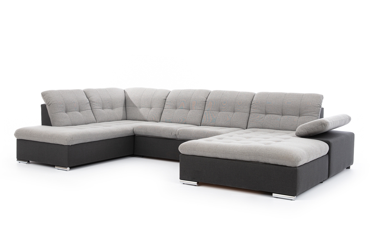 Rozkladacia rohová sedačka Palermo U pravá - sivá/hnedá pletenina Inari 91/95 veľký Rohová sedacia súprava z szarym siedziskiem 