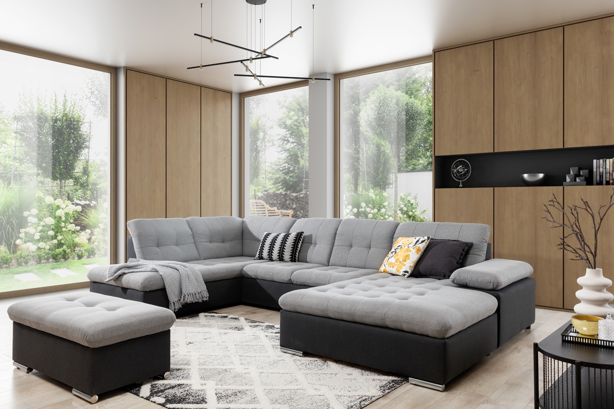 Rozkladacia rohová sedačka Palermo U pravá - sivá/hnedá pletenina Inari 91/95 Rohová sedacia súprava u do duzego salonu 