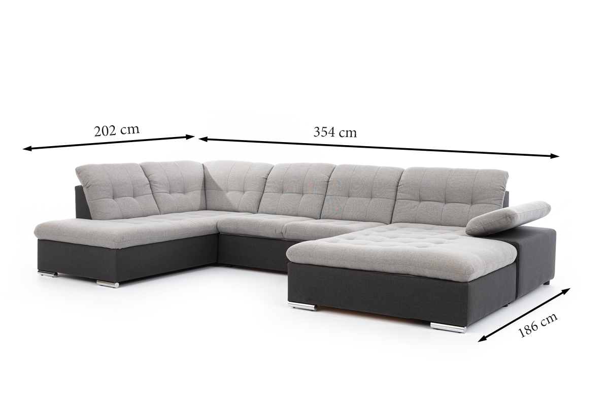 Rozkladacia rohová sedačka Palermo U pravá - sivá/hnedá pletenina Inari 91/95 Rohová sedacia súprava z funkcia spnia Palermo U - Rozmery