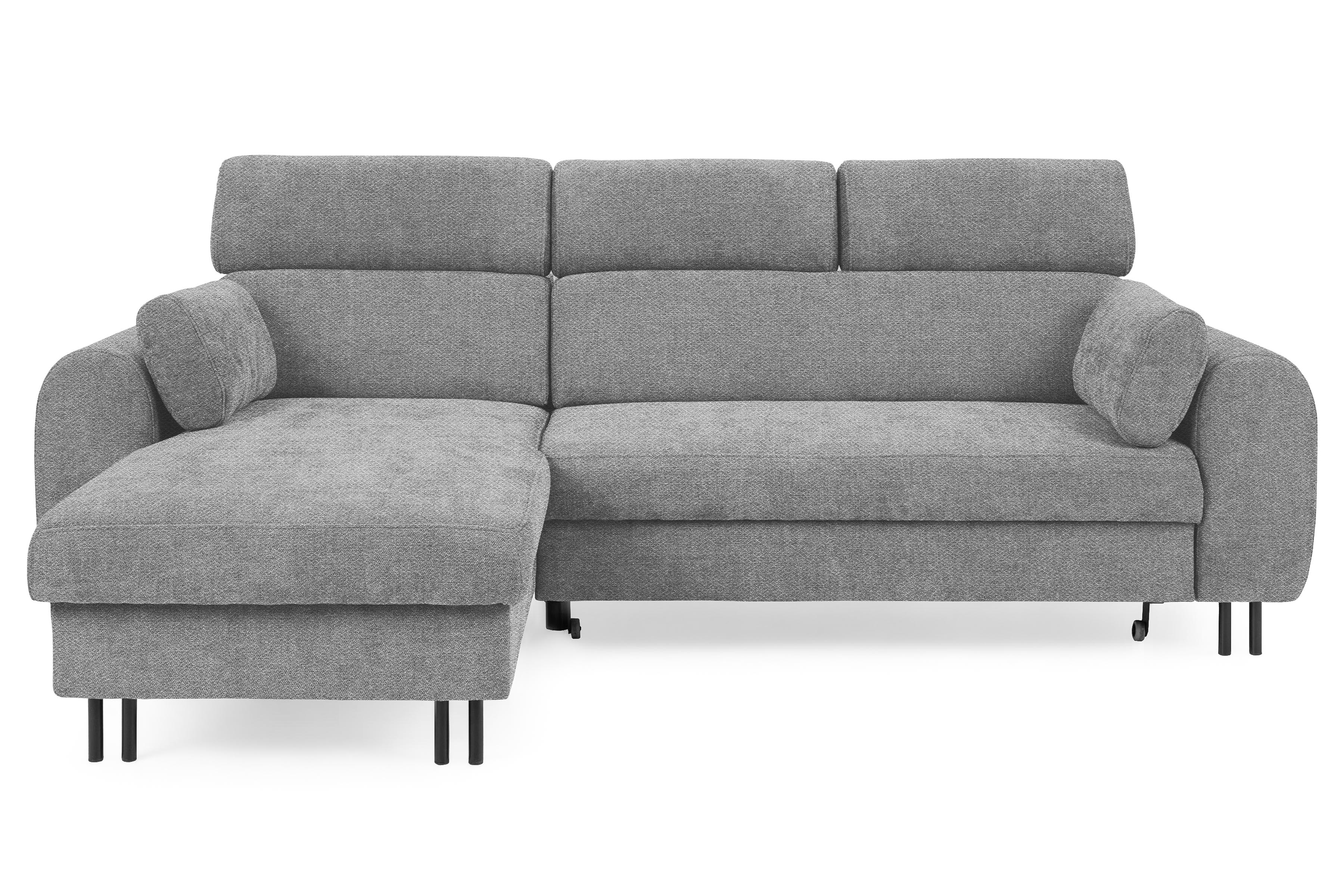 Rohová sedacia súprava Porto ľavá s funkciou spania - sivý šenil Retro Bliss 90 / čierne nožičky Rohová sedacia súprava s funkciou spania Porto Ľavá strana - šedý / šenil / Retro Bliss 90 / čierny nozki