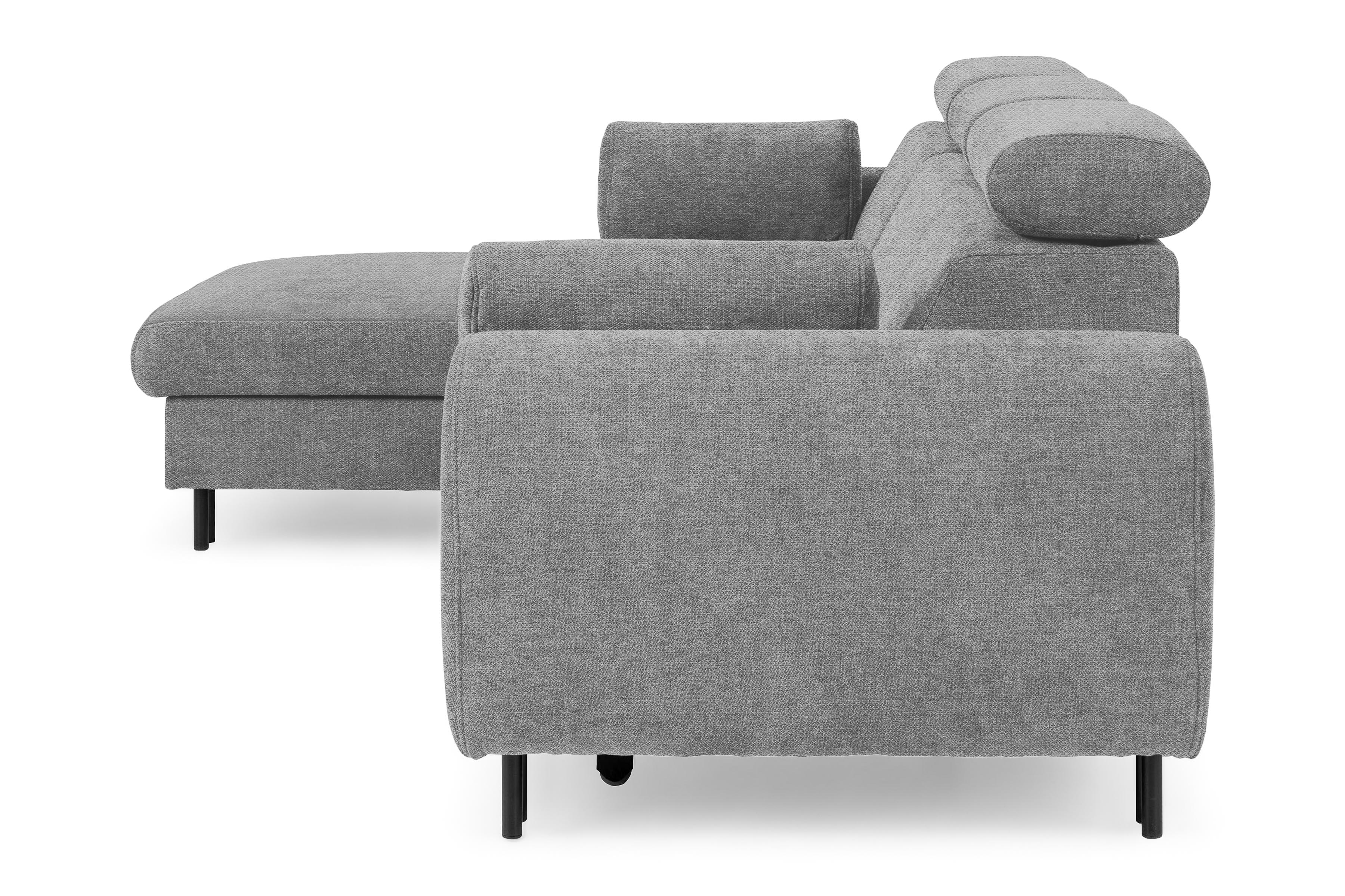 Rohová sedacia súprava Porto ľavá s funkciou spania - sivý šenil Retro Bliss 90 / čierne nožičky Rohová sedacia súprava s funkciou spania Porto Ľavá strana - šedý / šenil / Retro Bliss 90 / čierny nozki