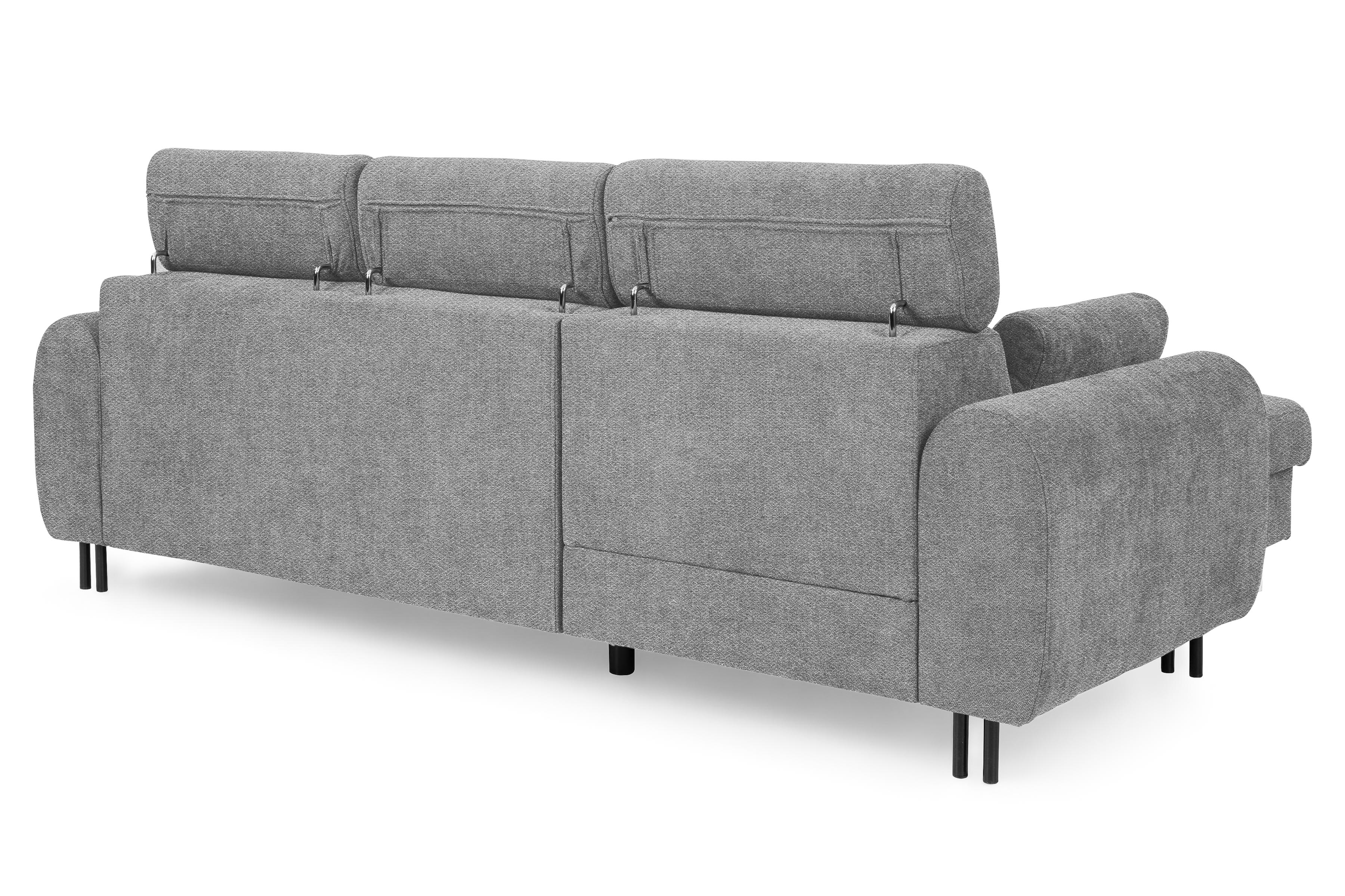 Rohová sedacia súprava Porto ľavá s funkciou spania - sivý šenil Retro Bliss 90 / čierne nožičky Rohová sedacia súprava s funkciou spania Porto Ľavá strana - šedý / šenil / Retro Bliss 90 / čierny nozki