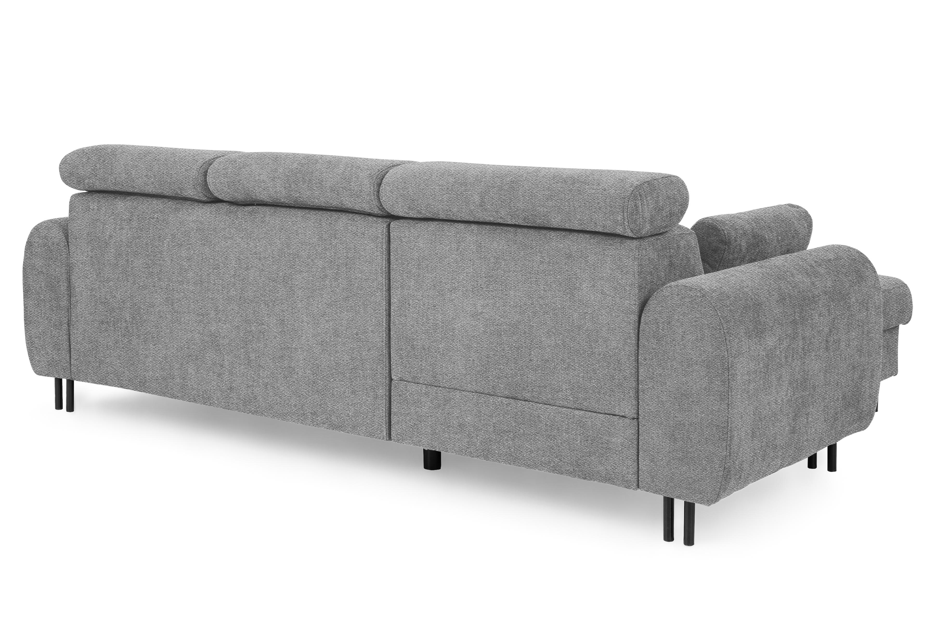 Rohová sedacia súprava Porto ľavá s funkciou spania - sivý šenil Retro Bliss 90 / čierne nožičky Rohová sedacia súprava s funkciou spania Porto Ľavá strana - šedý / šenil / Retro Bliss 90 / čierny nozki