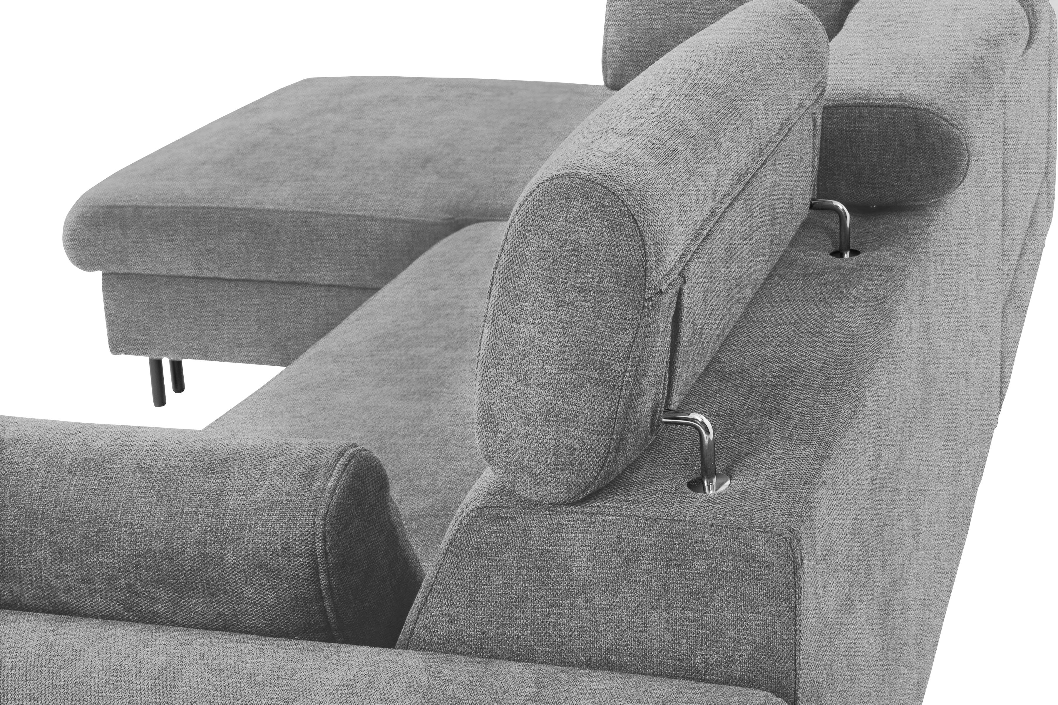 Rohová sedacia súprava Porto ľavá s funkciou spania - sivý šenil Retro Bliss 90 / čierne nožičky Rohová sedacia súprava s funkciou spania Porto Ľavá strana - šedý / šenil / Retro Bliss 90 / čierny nozki