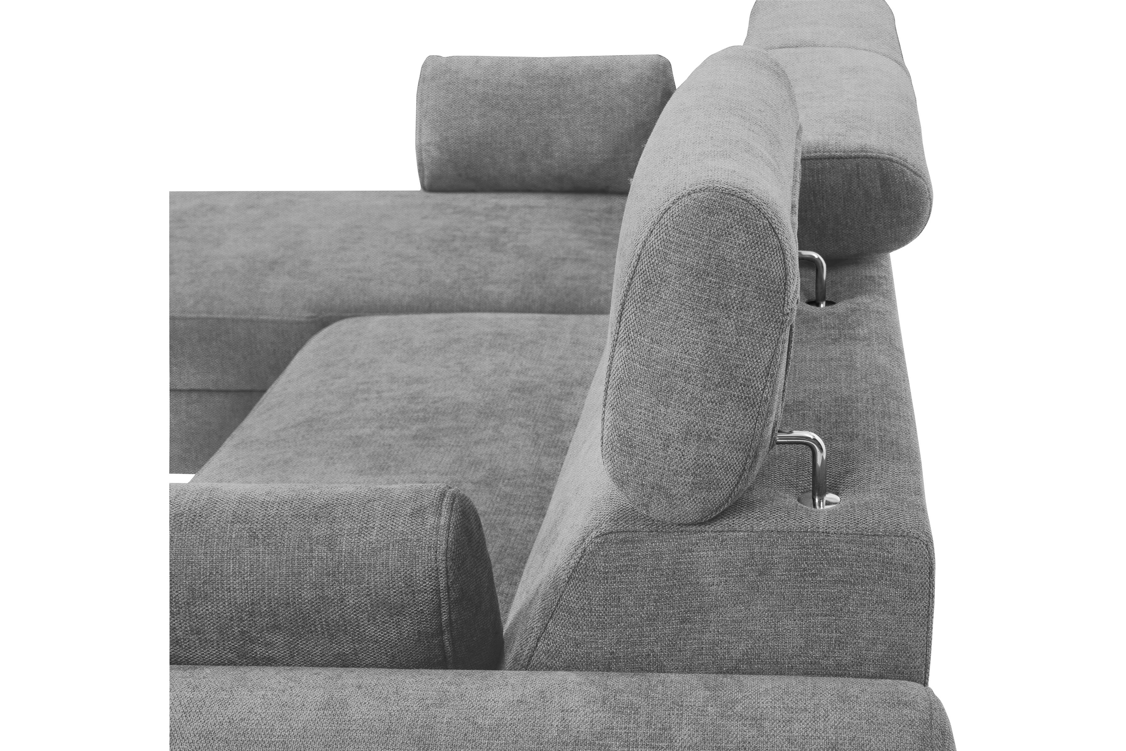 Rohová sedacia súprava Porto ľavá s funkciou spania - sivý šenil Retro Bliss 90 / čierne nožičky Rohová sedacia súprava s funkciou spania Porto Ľavá strana - šedý / šenil / Retro Bliss 90 / čierny nozki