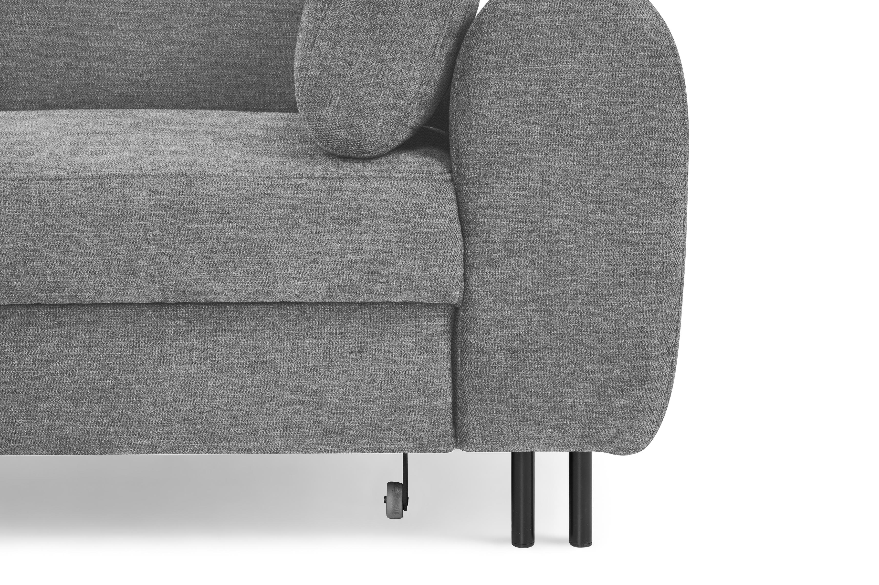 Rohová sedacia súprava Porto ľavá s funkciou spania - sivý šenil Retro Bliss 90 / čierne nožičky Rohová sedacia súprava s funkciou spania Porto Ľavá strana - šedý / šenil / Retro Bliss 90 / čierny nozki