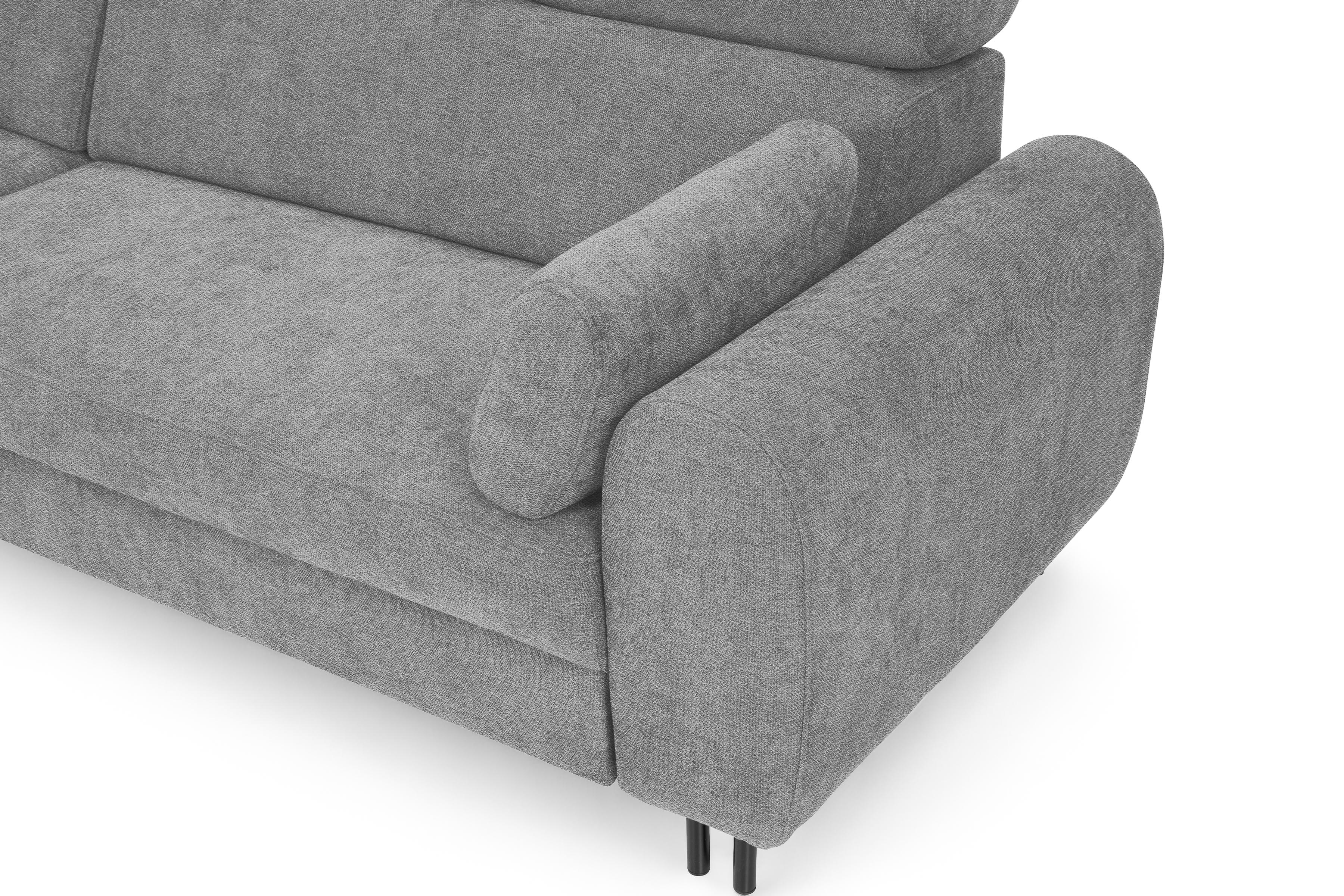 Rohová sedacia súprava Porto ľavá s funkciou spania - sivý šenil Retro Bliss 90 / čierne nožičky Rohová sedacia súprava s funkciou spania Porto Ľavá strana - šedý / šenil / Retro Bliss 90 / čierny nozki