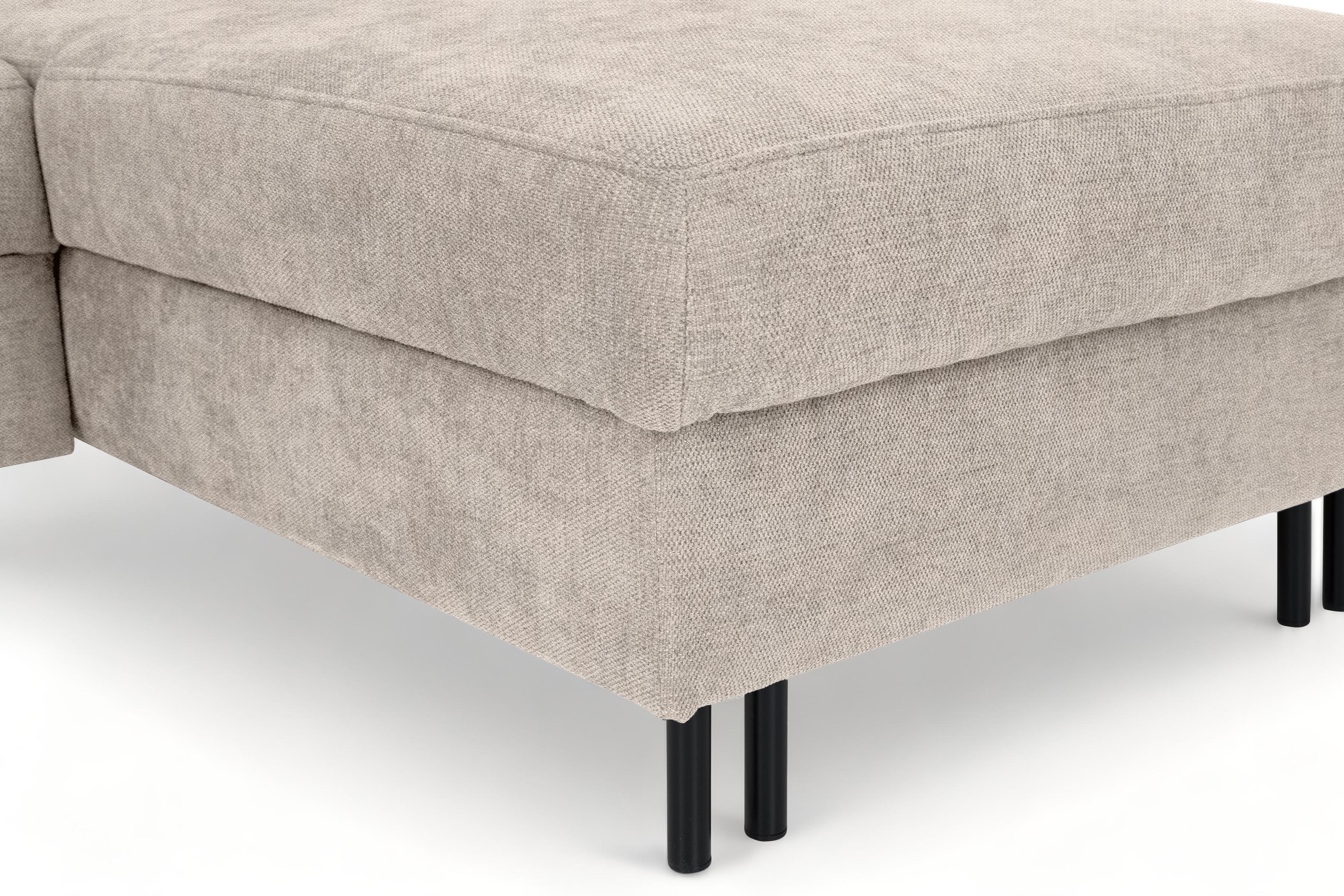 Rohová sedacia súprava Porto pravá s funkciou spania - béžový šenil Retro Bliss 02 / čierne nožičky Rohová sedacia súprava s funkciou spania Porto pravá strana - Béžová / šenil / Retro Bliss 02 / čierny nozki