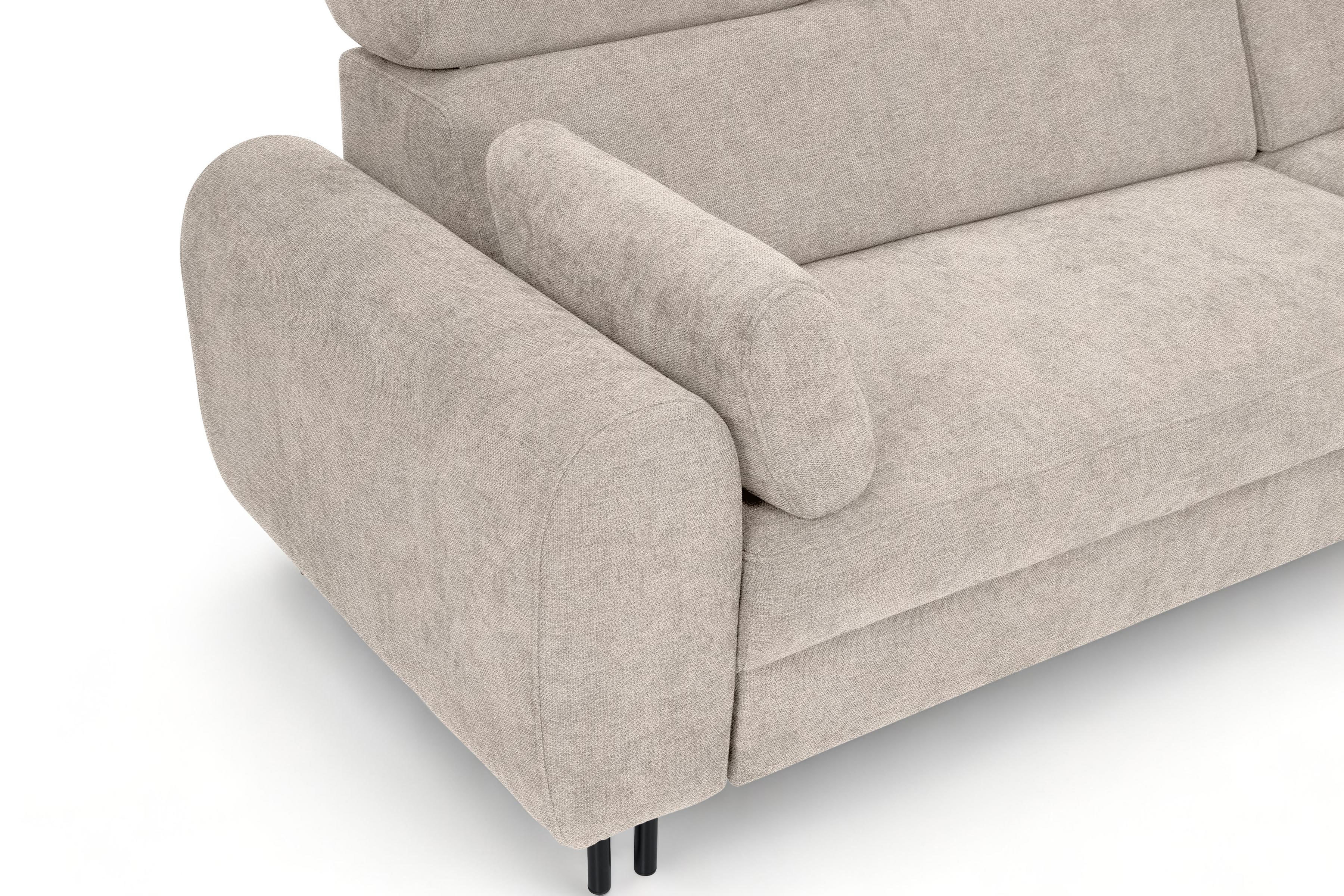 Rohová sedacia súprava Porto pravá s funkciou spania - béžový šenil Retro Bliss 02 / čierne nožičky Rohová sedacia súprava s funkciou spania Porto pravá strana - Béžová / šenil / Retro Bliss 02 / čierny nozki