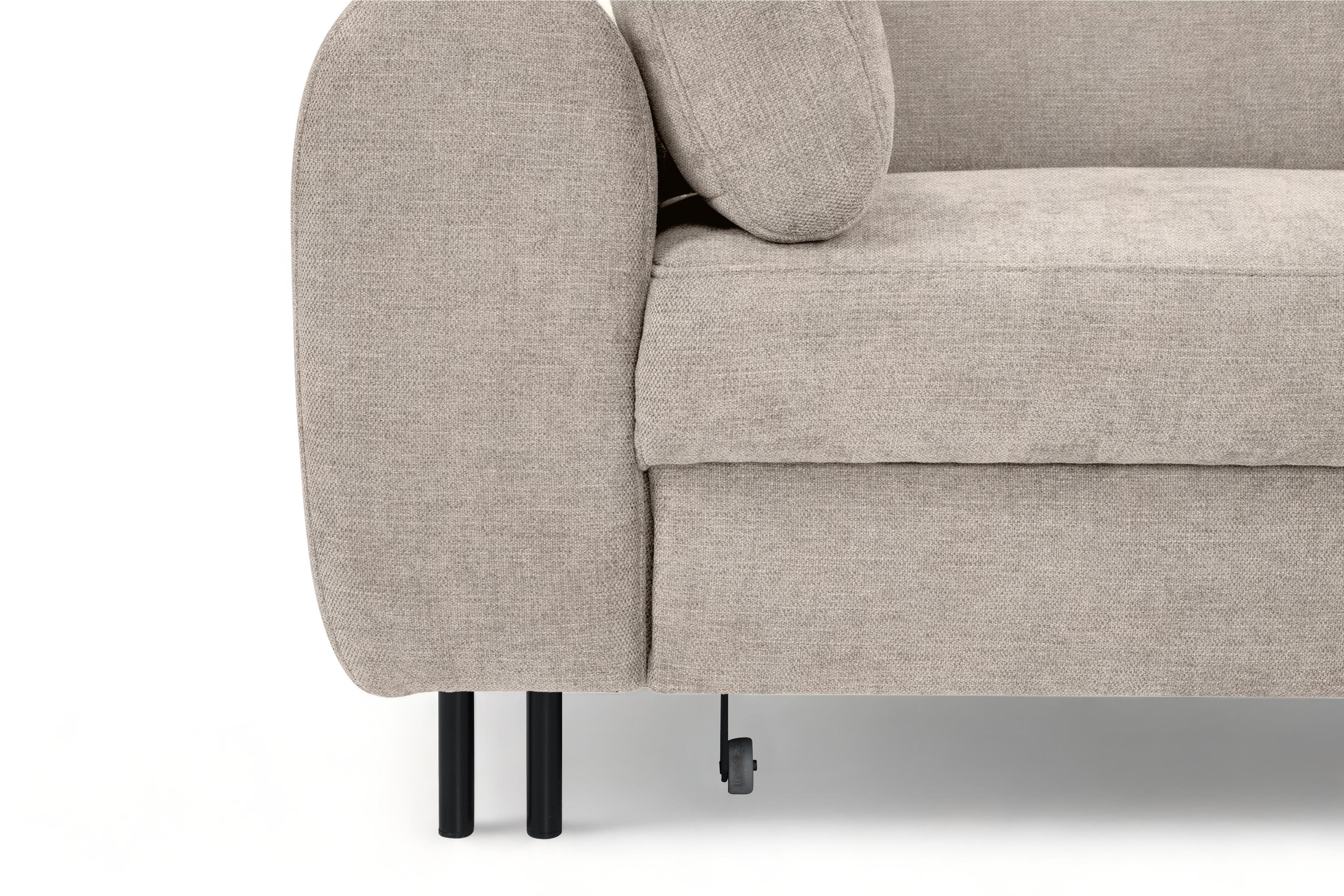 Rohová sedacia súprava Porto pravá s funkciou spania - béžový šenil Retro Bliss 02 / čierne nožičky Rohová sedacia súprava s funkciou spania Porto pravá strana - Béžová / šenil / Retro Bliss 02 / čierny nozki