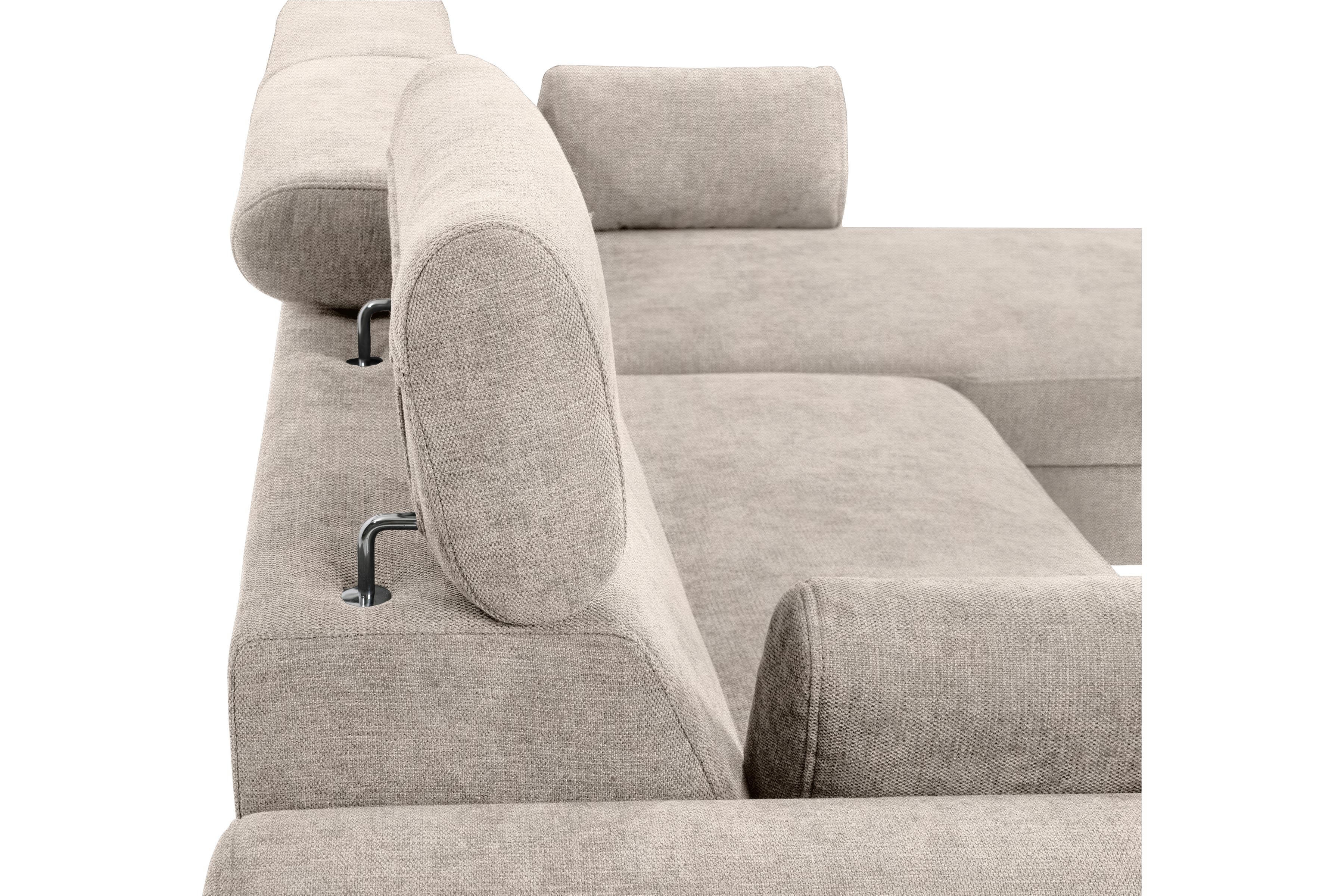 Rohová sedacia súprava Porto pravá s funkciou spania - béžový šenil Retro Bliss 02 / čierne nožičky Rohová sedacia súprava s funkciou spania Porto pravá strana - Béžová / šenil / Retro Bliss 02 / čierny nozki