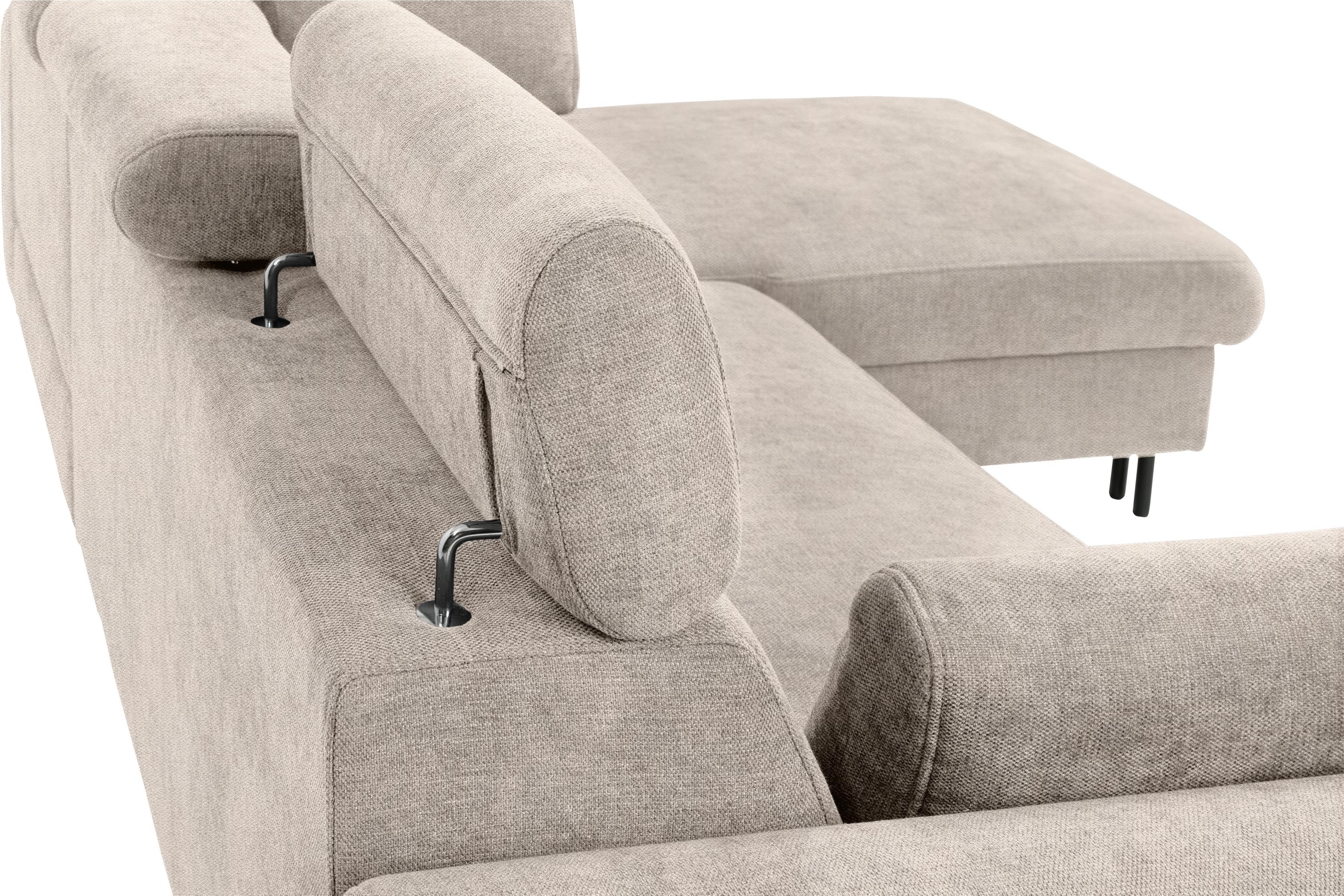 Rohová sedacia súprava Porto pravá s funkciou spania - béžový šenil Retro Bliss 02 / čierne nožičky Rohová sedacia súprava s funkciou spania Porto pravá strana - Béžová / šenil / Retro Bliss 02 / čierny nozki