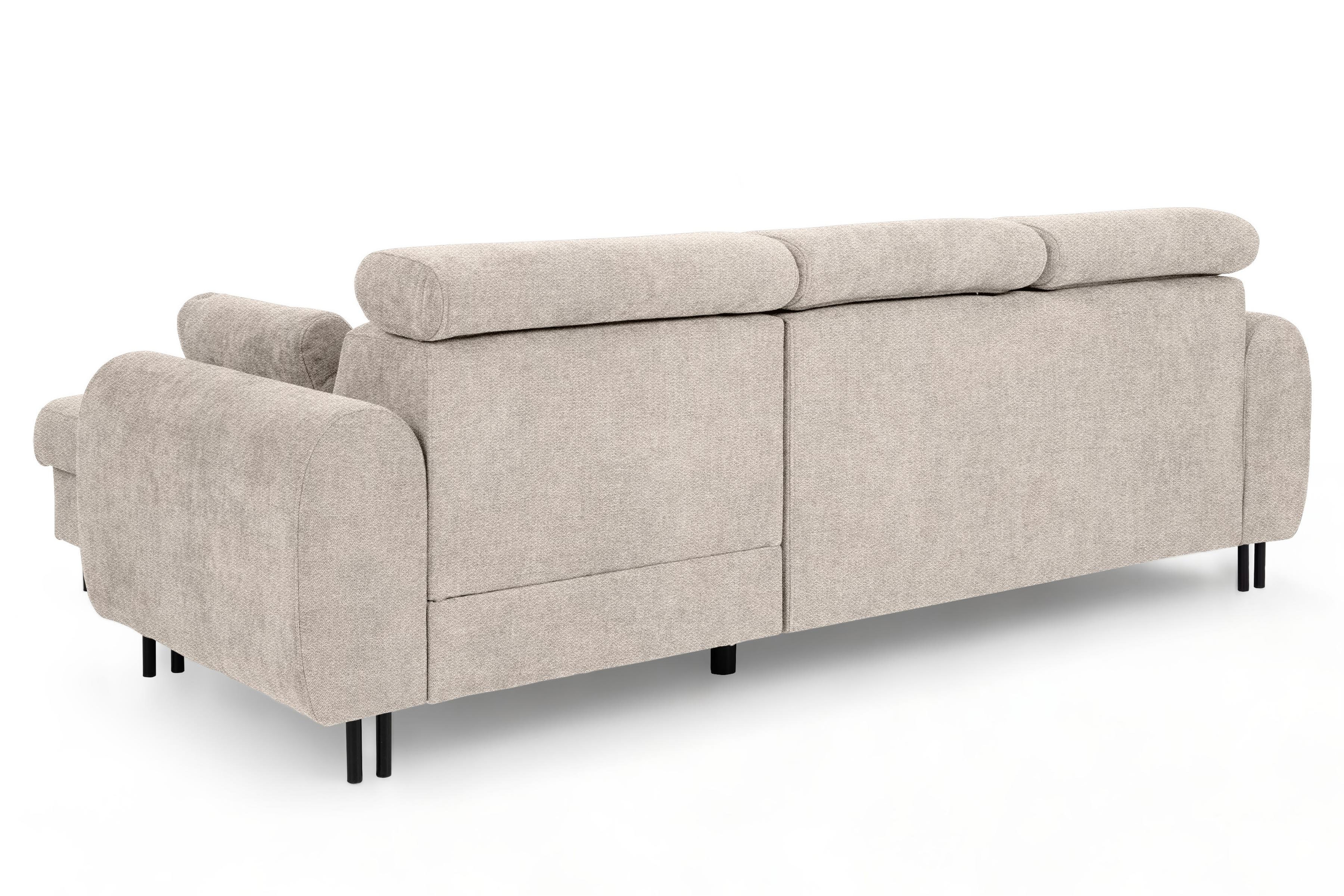 Rohová sedacia súprava Porto pravá s funkciou spania - béžový šenil Retro Bliss 02 / čierne nožičky Rohová sedacia súprava s funkciou spania Porto pravá strana - Béžová / šenil / Retro Bliss 02 / čierny nozki