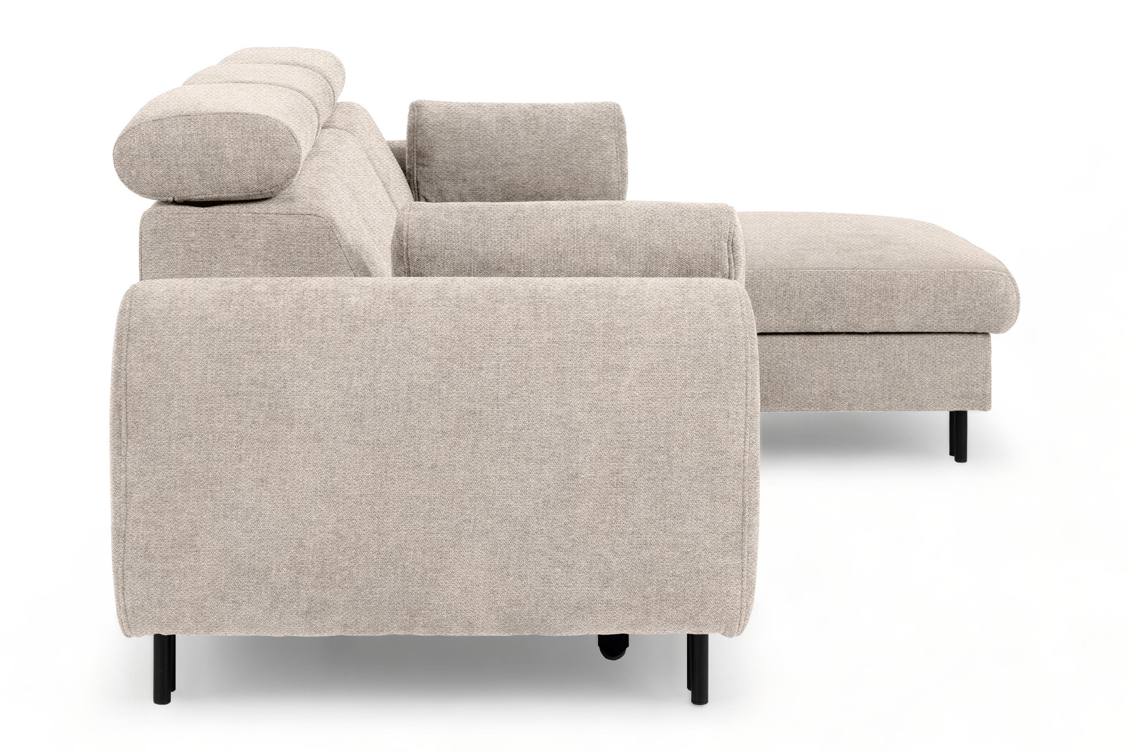 Rohová sedacia súprava Porto pravá s funkciou spania - béžový šenil Retro Bliss 02 / čierne nožičky Rohová sedacia súprava s funkciou spania Porto pravá strana - Béžová / šenil / Retro Bliss 02 / čierny nozki