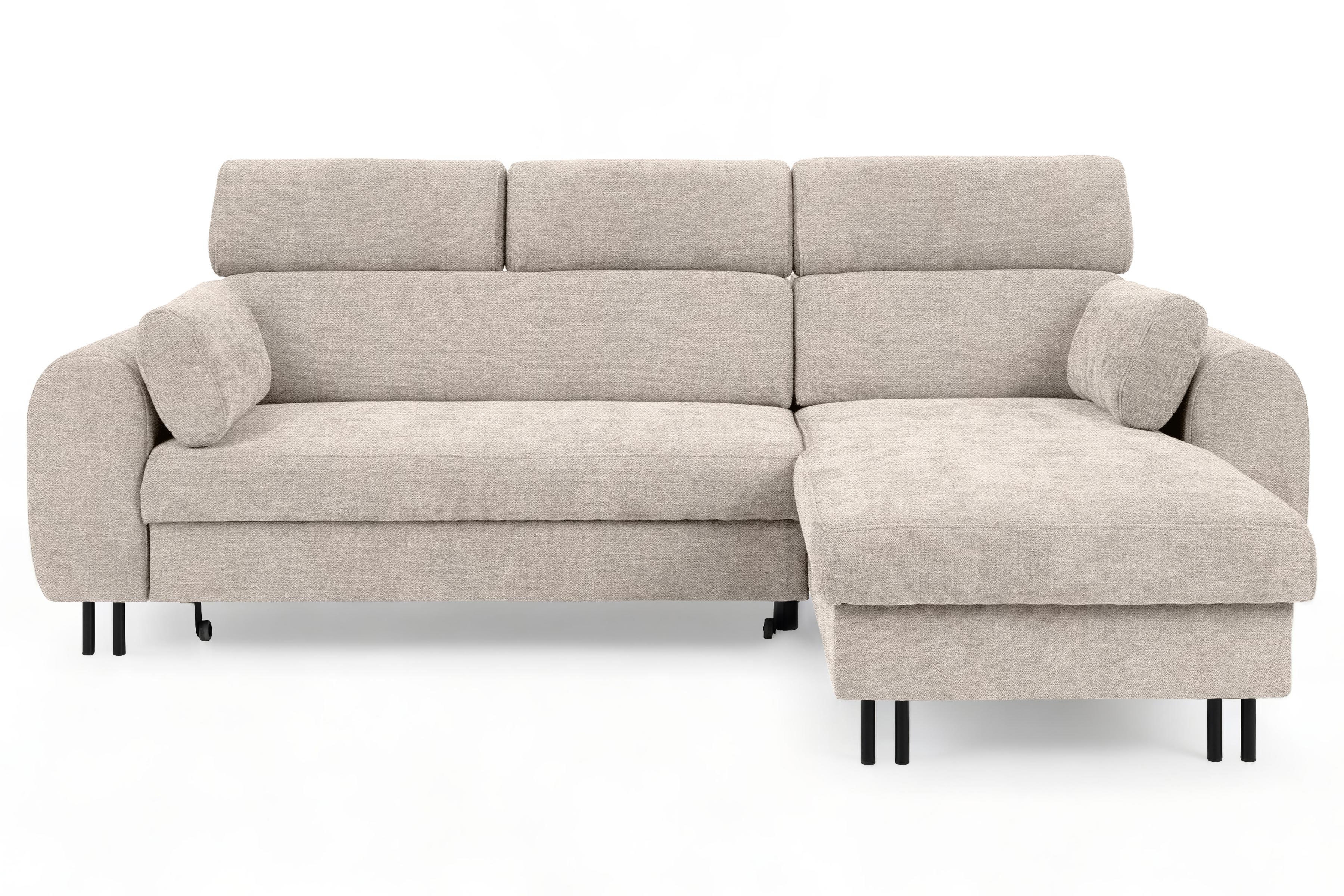 Rohová sedacia súprava Porto pravá s funkciou spania - béžový šenil Retro Bliss 02 / čierne nožičky Rohová sedacia súprava s funkciou spania Porto pravá strana - Béžová / šenil / Retro Bliss 02 / čierny nozki