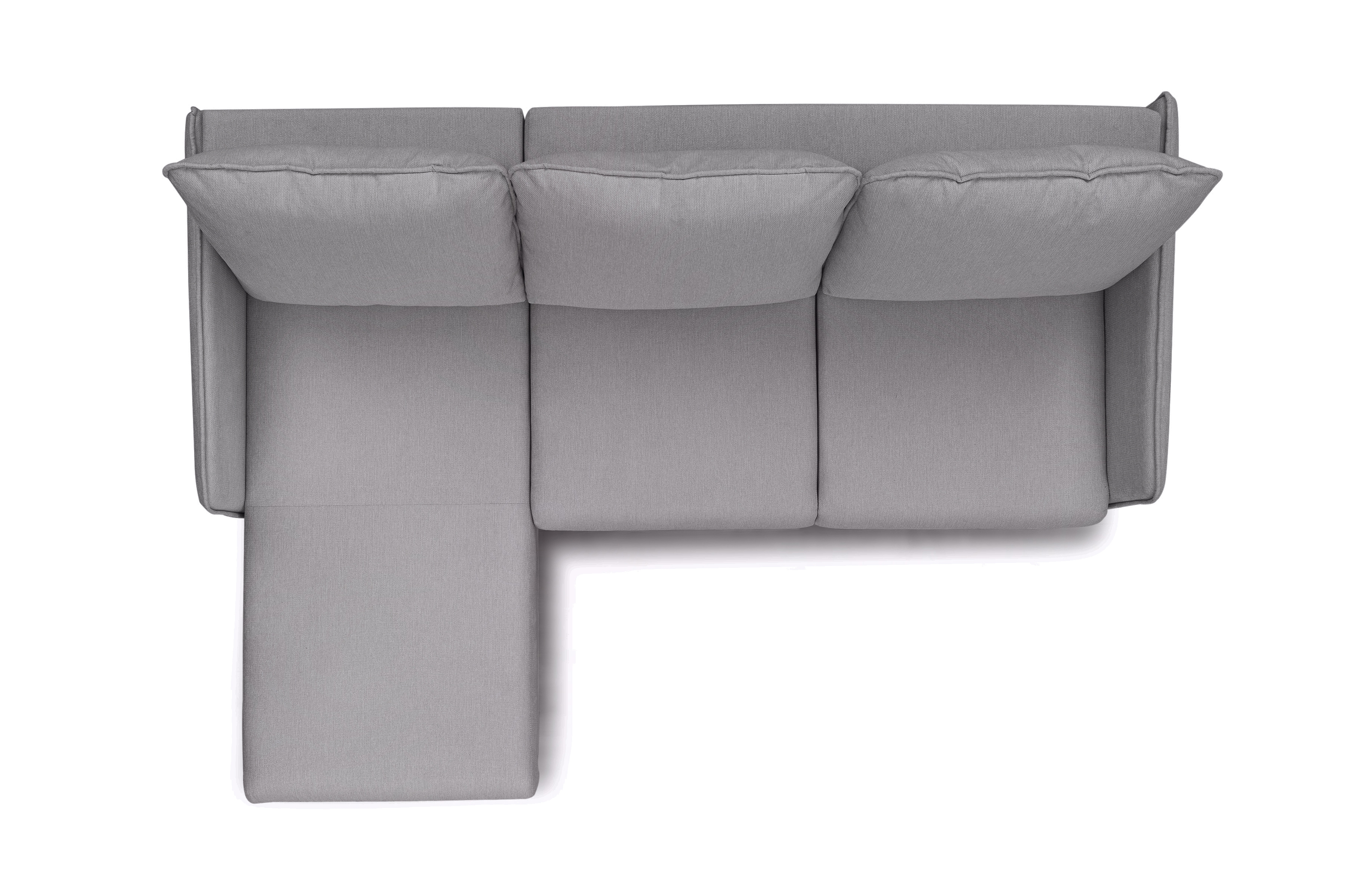 Rozkladacia rohová sedačka Taila Mini ľavá - šedá pletenina Loft 19 / čierne nožičky Rohová sedacia súprava s funkciou spania Taila Mini Ľavá strana - šedá plecionka Loft 19, čierny nožičky