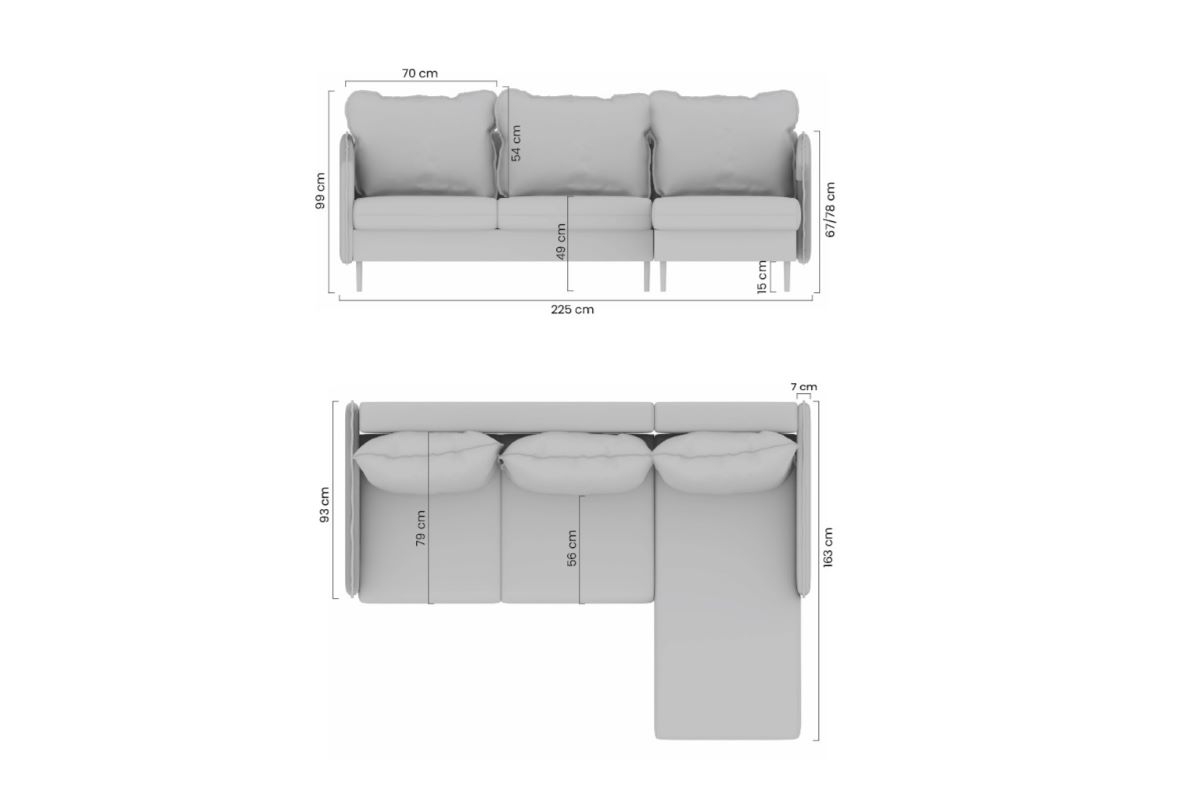 Rozkládací rohová sedací souprava Taila Mini pravá - béžová Loft 01 / zlaté nožky Rohová sedací souprava rozkládací Taila Mini pravá - béžová plecionka Loft 01 / zlote Nohy