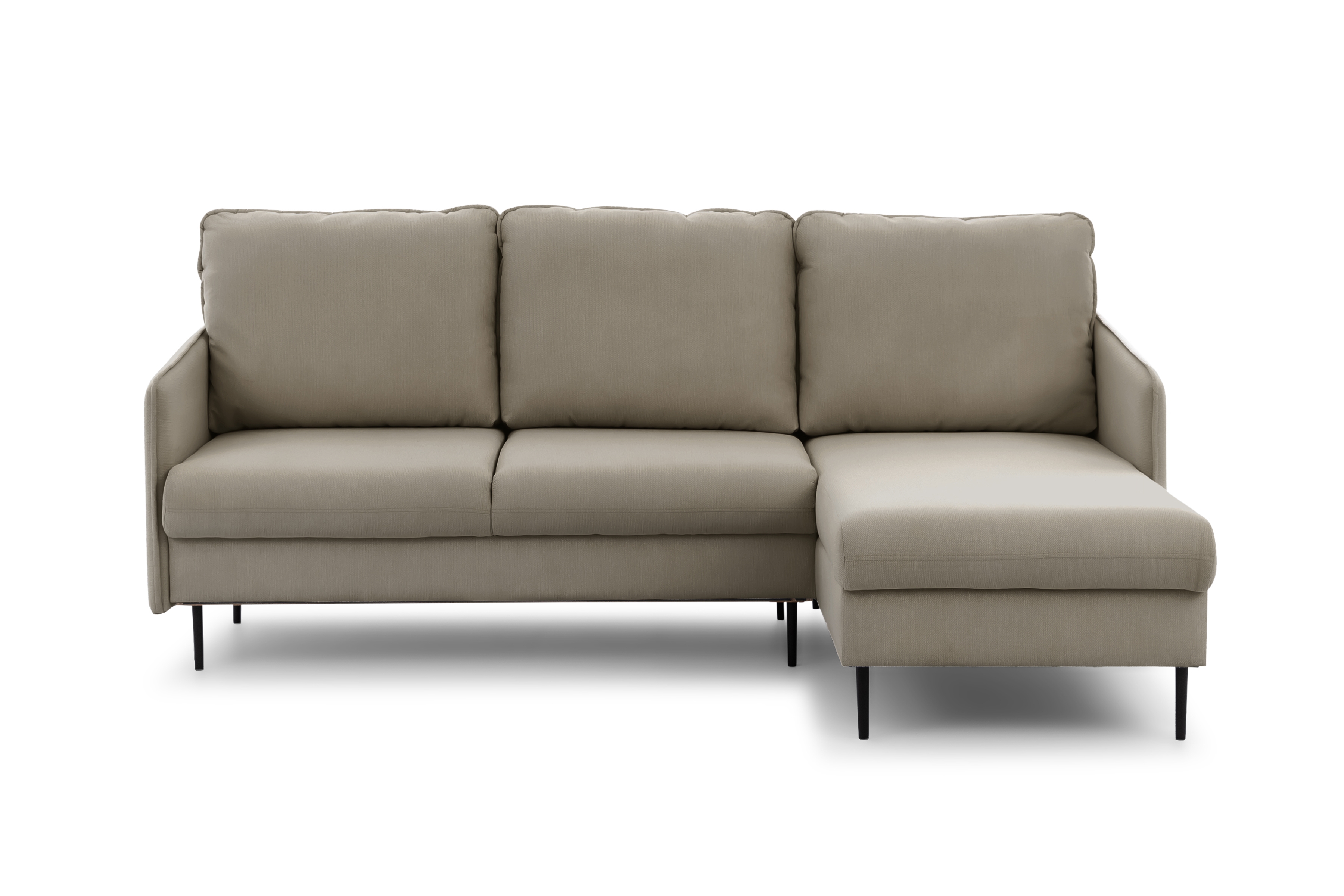 Rozkladacia rohová sedačka Taila Mini pravá - béžový zamat Velluto 3 / čierne nožičky Rohová sedacia súprava s funkciou spania Taila Mini pravá strana - béžový zamat Velutto 3, čierny nožičky