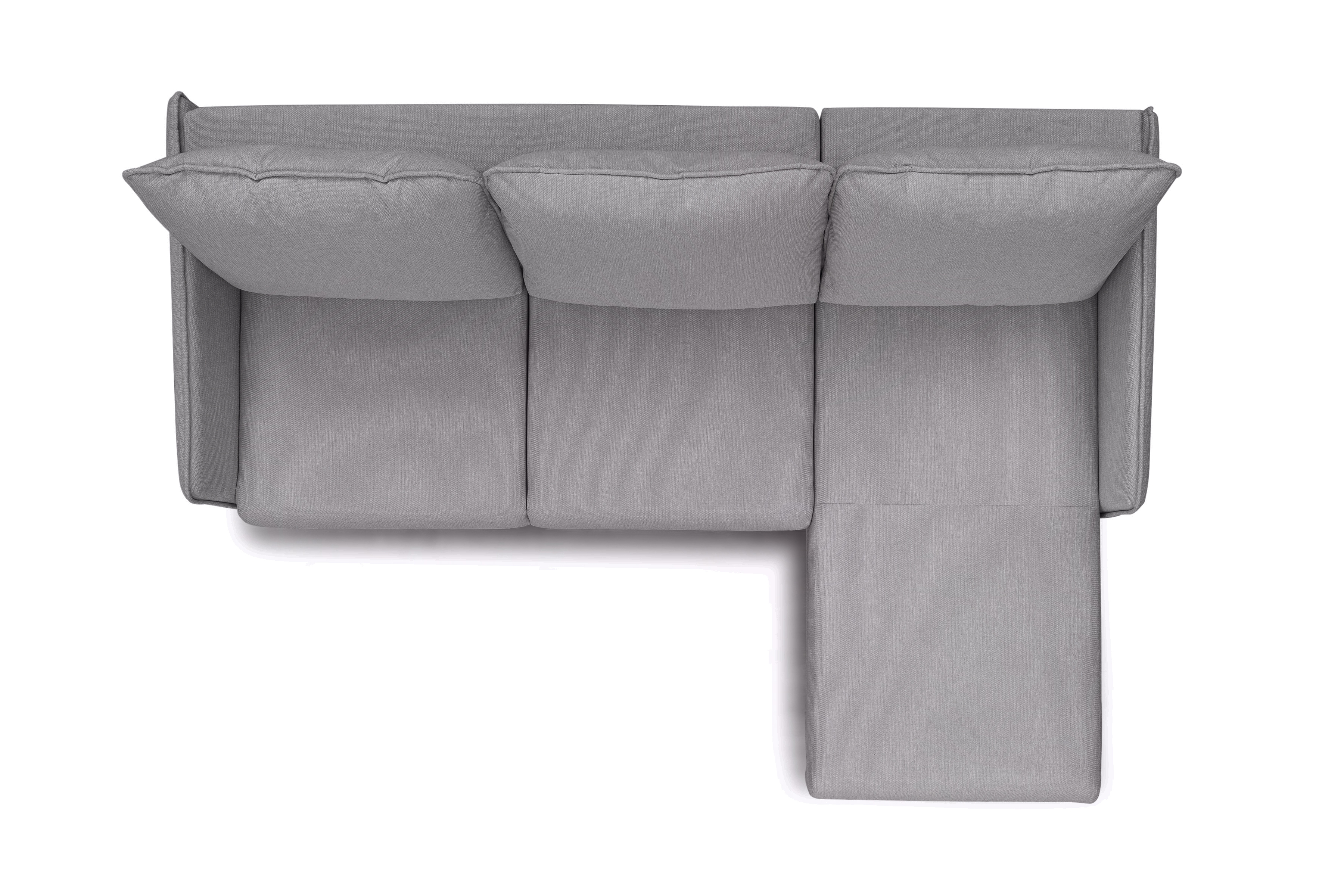 Rozkladacia rohová sedačka Taila Mini pravá - šedá pletenina Loft 19 / čierne nožičky Rohová sedacia súprava s funkciou spania Taila Mini pravá strana - šedá plecionka Loft 19, čierny nožičky