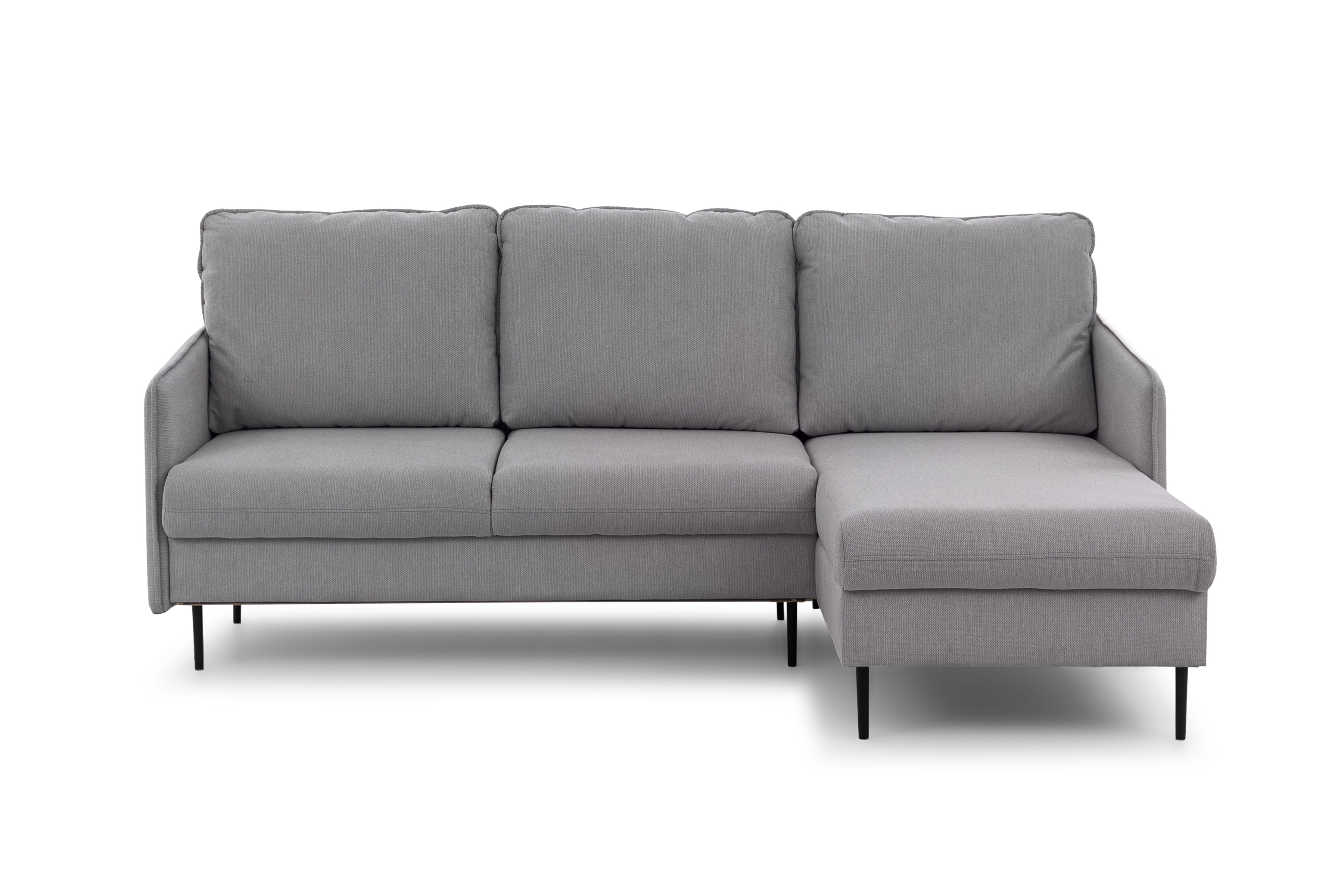 Rozkladacia rohová sedačka Taila Mini pravá - šedá pletenina Loft 19 / čierne nožičky Rohová sedacia súprava s funkciou spania Taila Mini pravá strana - šedá plecionka Loft 19, čierny nožičky