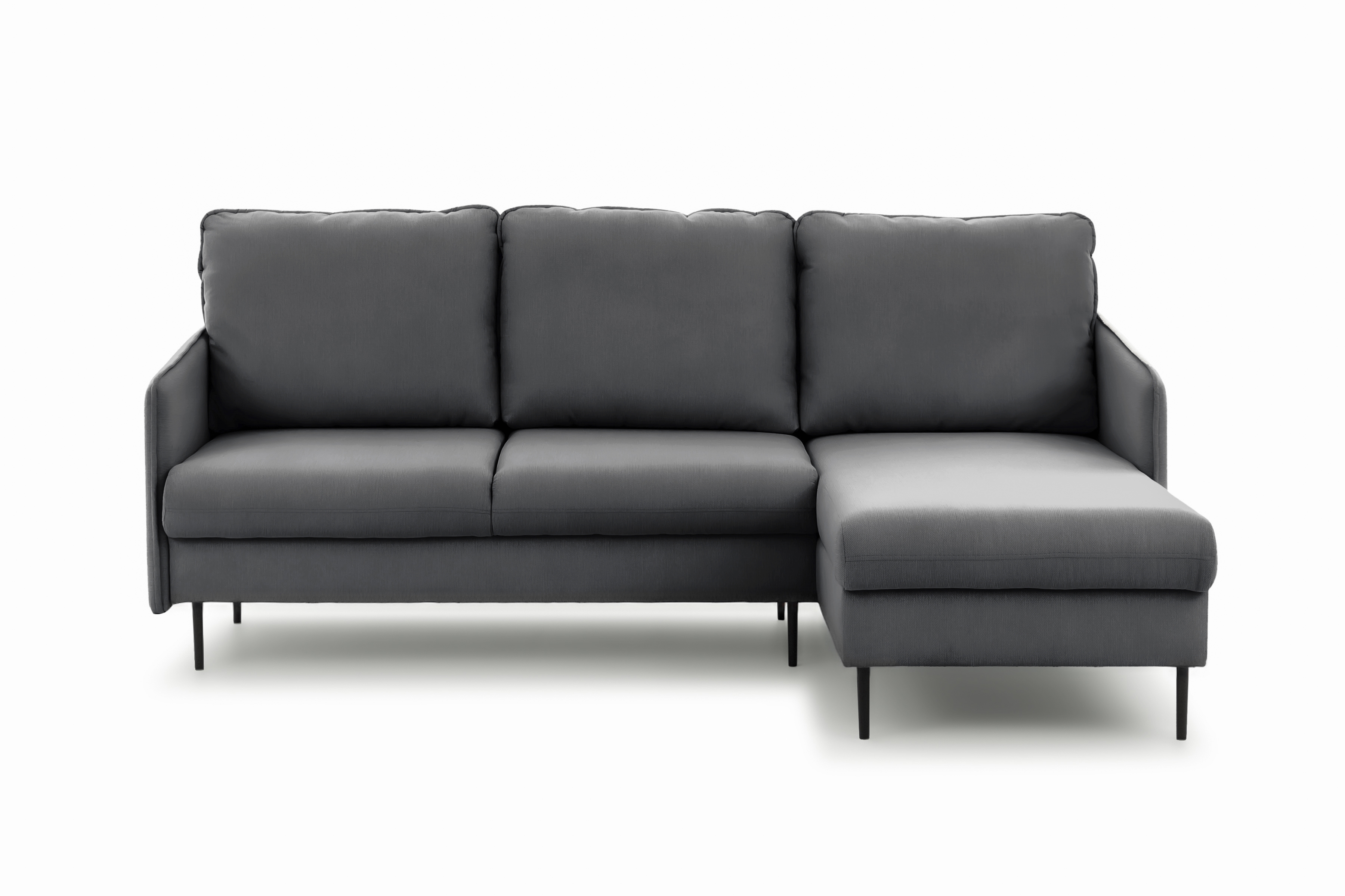 Rozkladacia rohová sedačka Taila Mini pravá - šedý zamat Velluto 18 / čierne nožičky Rohová sedacia súprava s funkciou spánku Taila Mini pravá strana - šedý velúr Velluto 18 / čierny nožičky