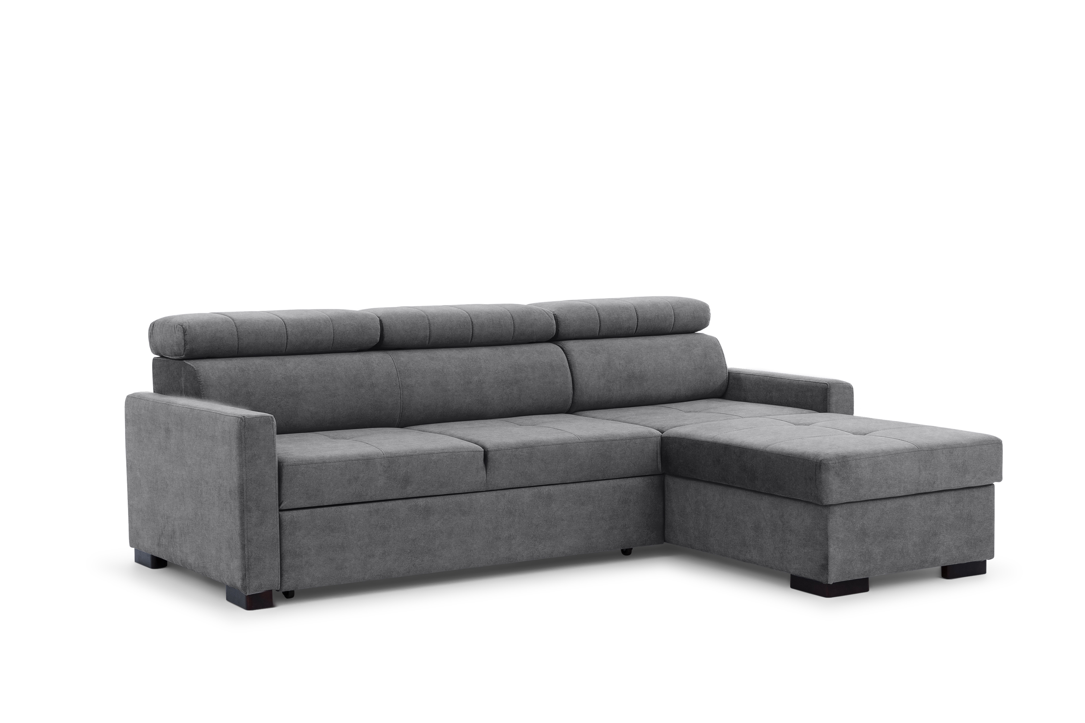 Rozkládací rohová sedací souprava Taremo Mini – šedá Zetta 304 Rohová sedací souprava rozkládací Taremo Mini uniwersalny Levá/pravý - šedá samet latwoczyszczacy Zetta 304