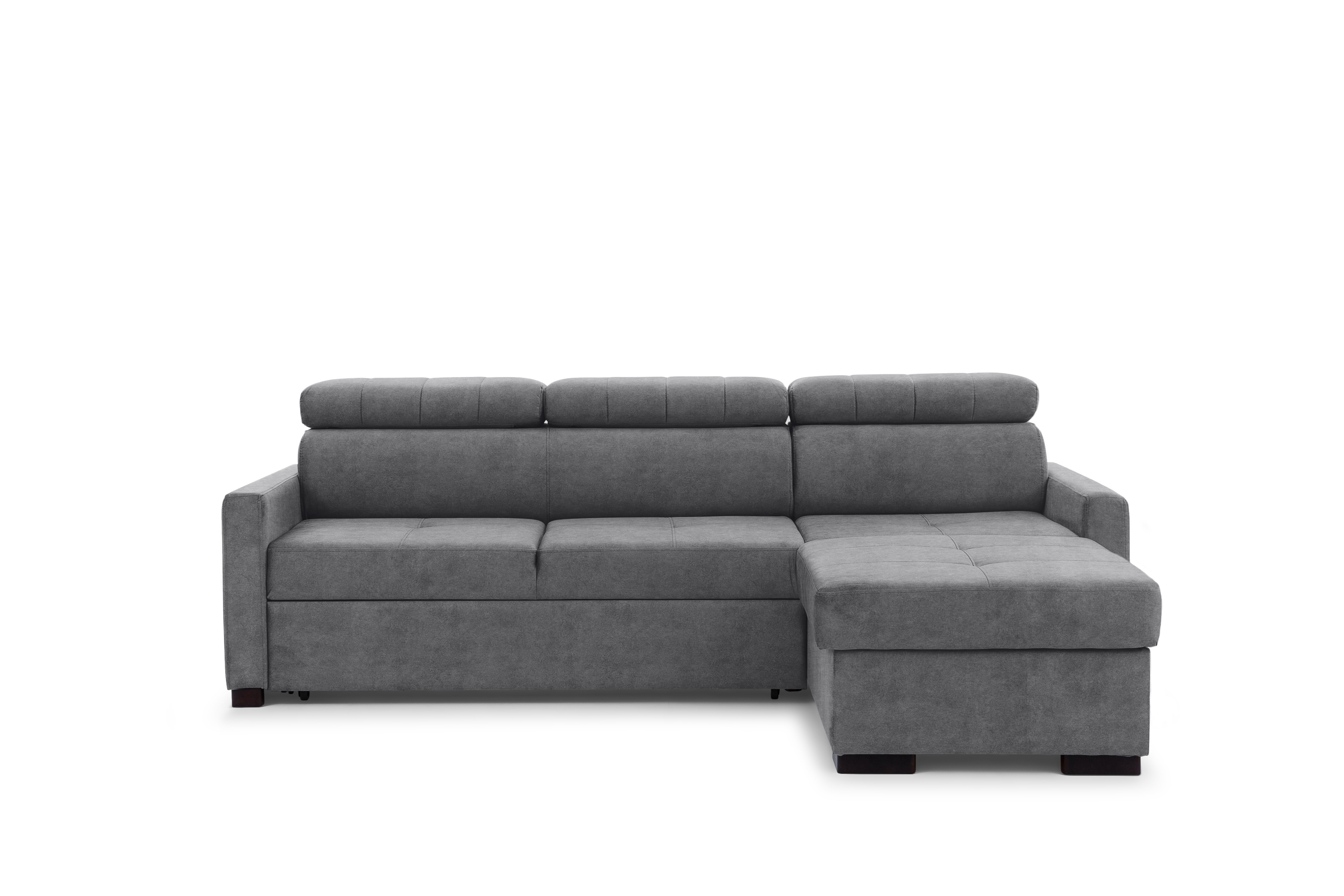 Rozkládací rohová sedací souprava Taremo Mini – šedá Zetta 304 Rohová sedací souprava rozkládací Taremo Mini uniwersalny Levá/pravý - šedá samet latwoczyszczacy Zetta 304